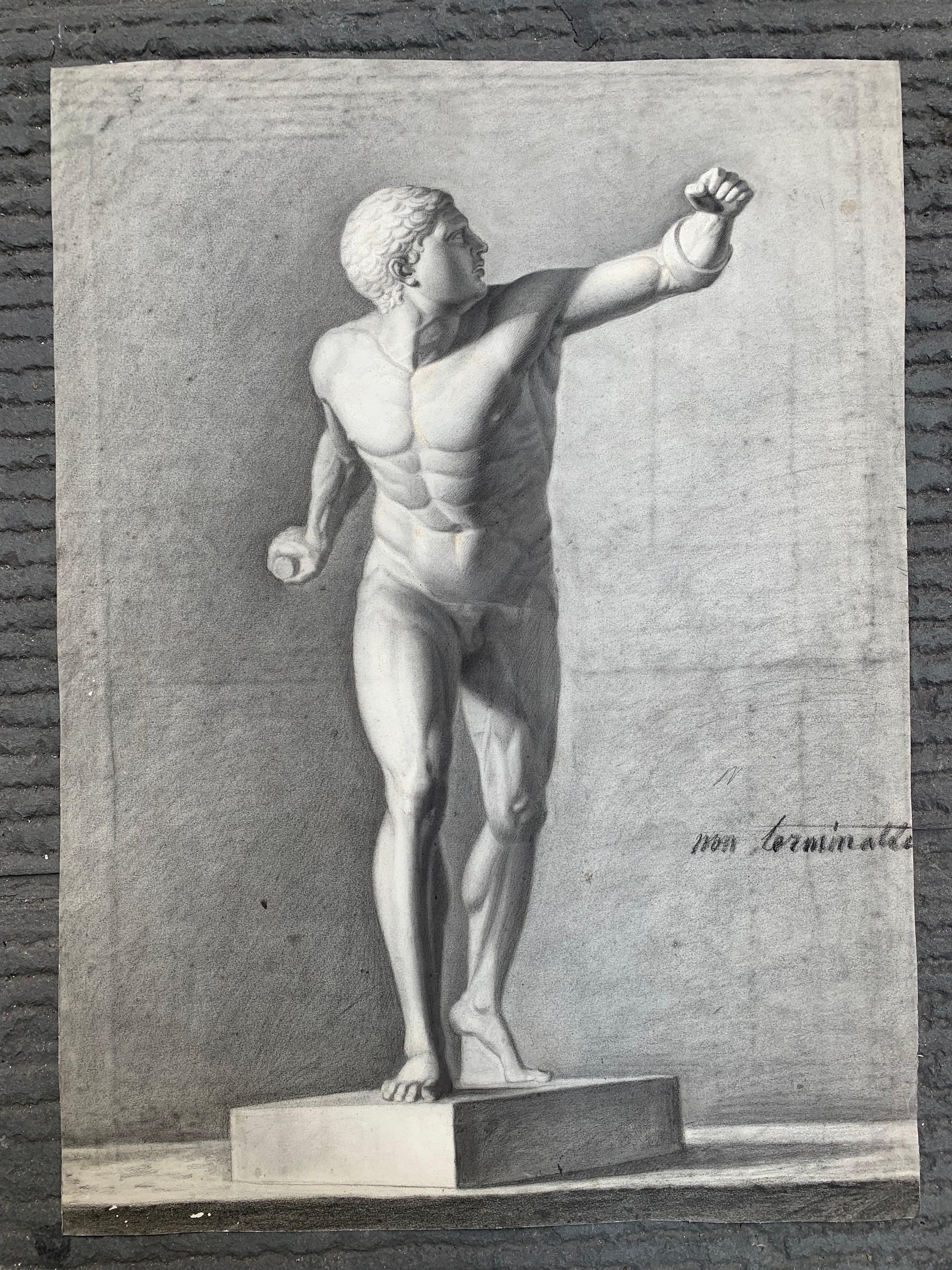 Academic study of Gladiator from Galleria Borghese. XIX century For Sale 12