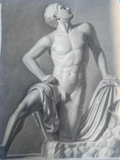 Antique A son of Niobe. Italian Academic drawing. XIX century. 