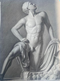 Un hijo de Niobe. Dibujo académico italiano. Siglo XIX.