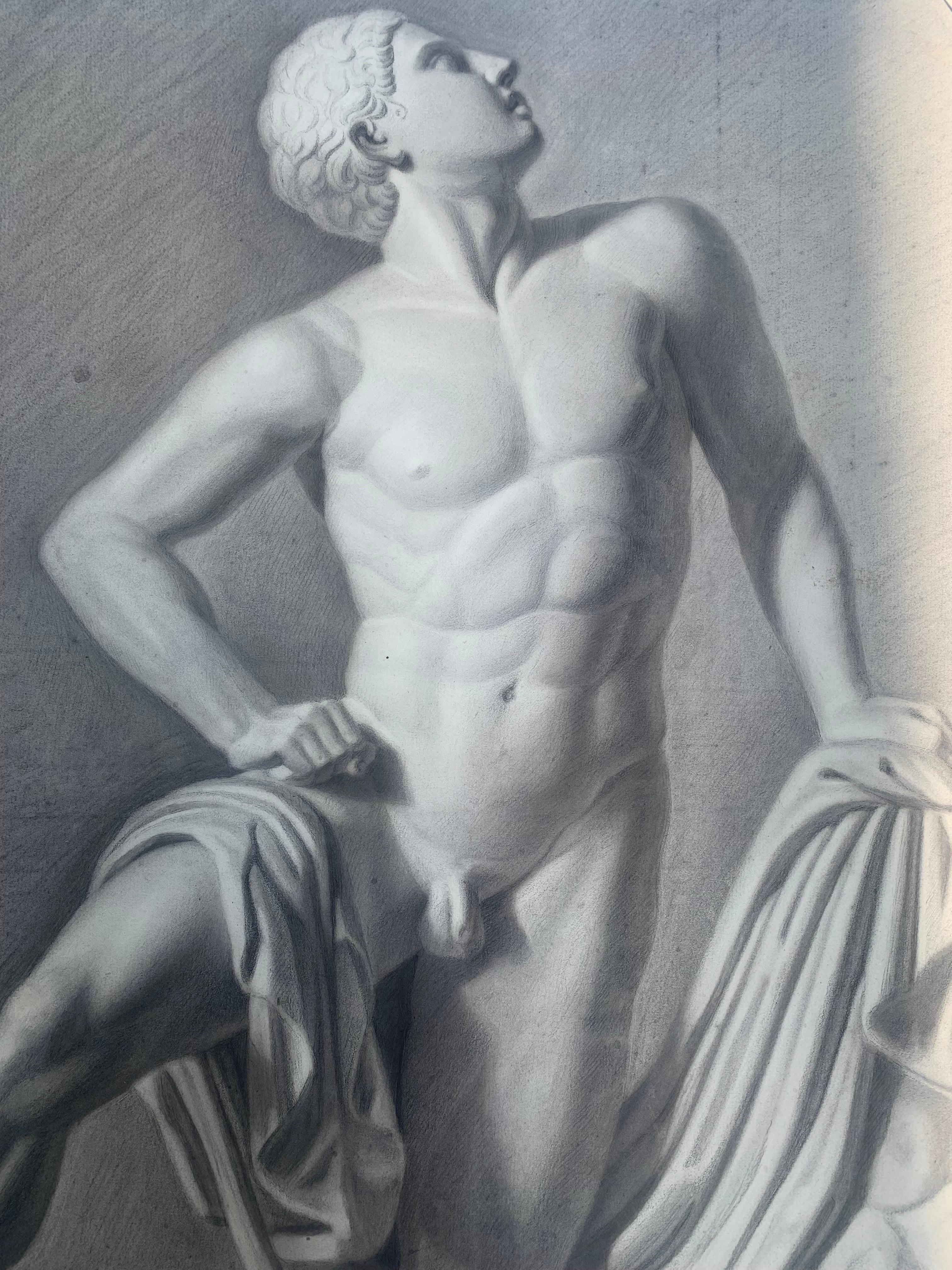 Un hijo de Niobe. Dibujo académico italiano. Siglo XIX. - Art Académico de Unknown