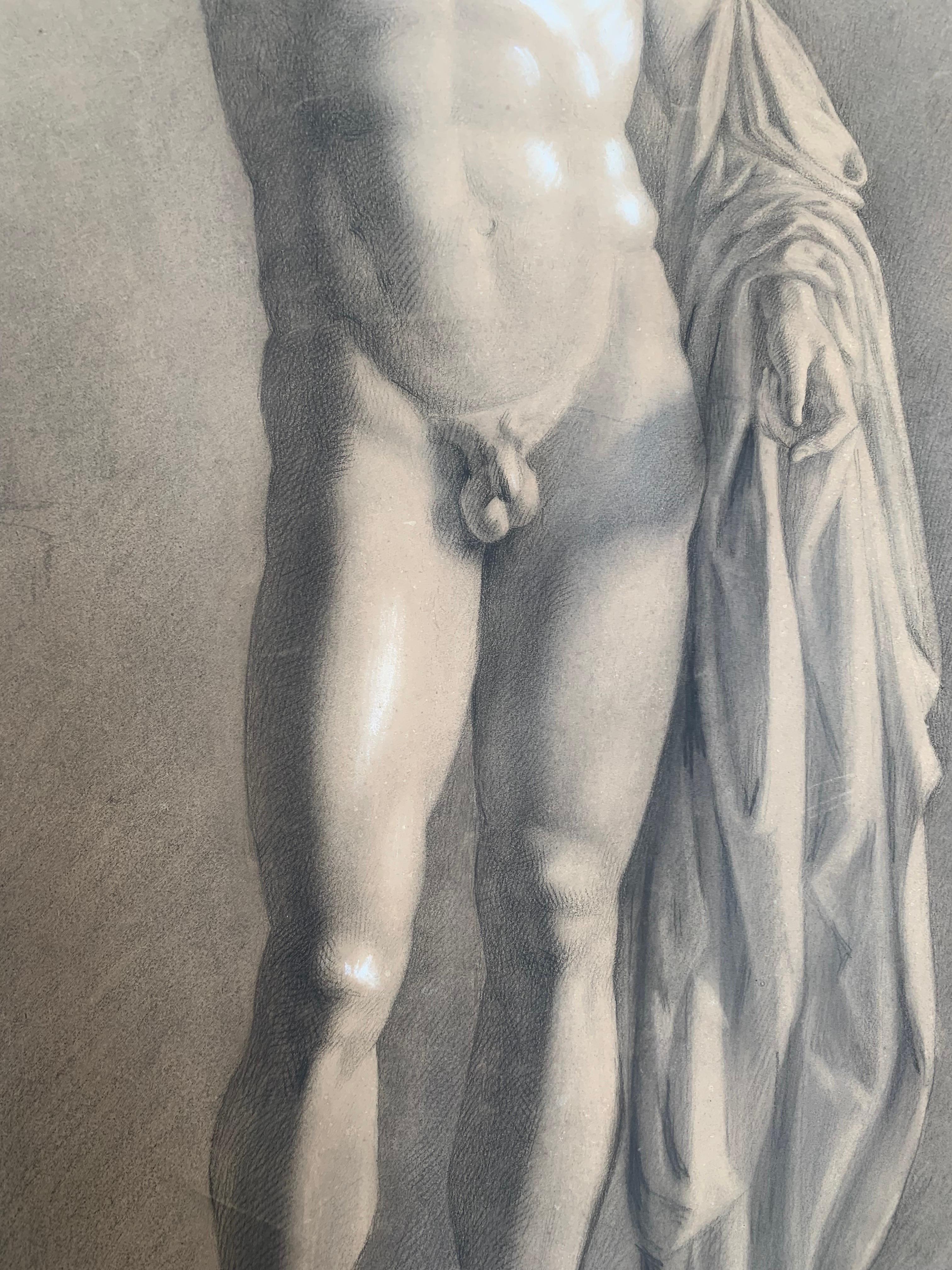 Akademische Zeichnung des XIX. Jahrhunderts nach Marcus Claudius  Kultur als Hermes – Art von Unknown