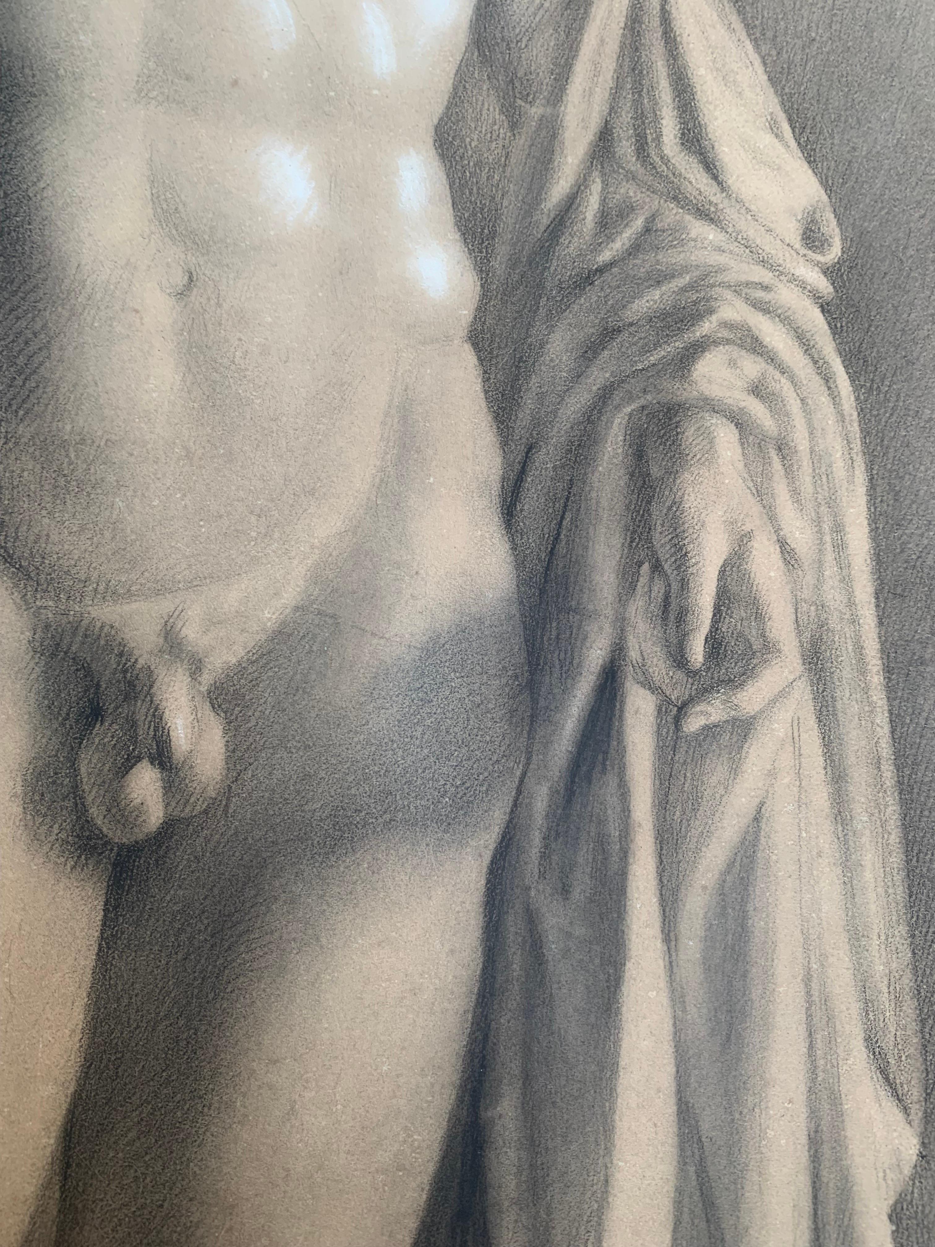 Akademische Zeichnung des XIX. Jahrhunderts nach Marcus Claudius  Kultur als Hermes 3