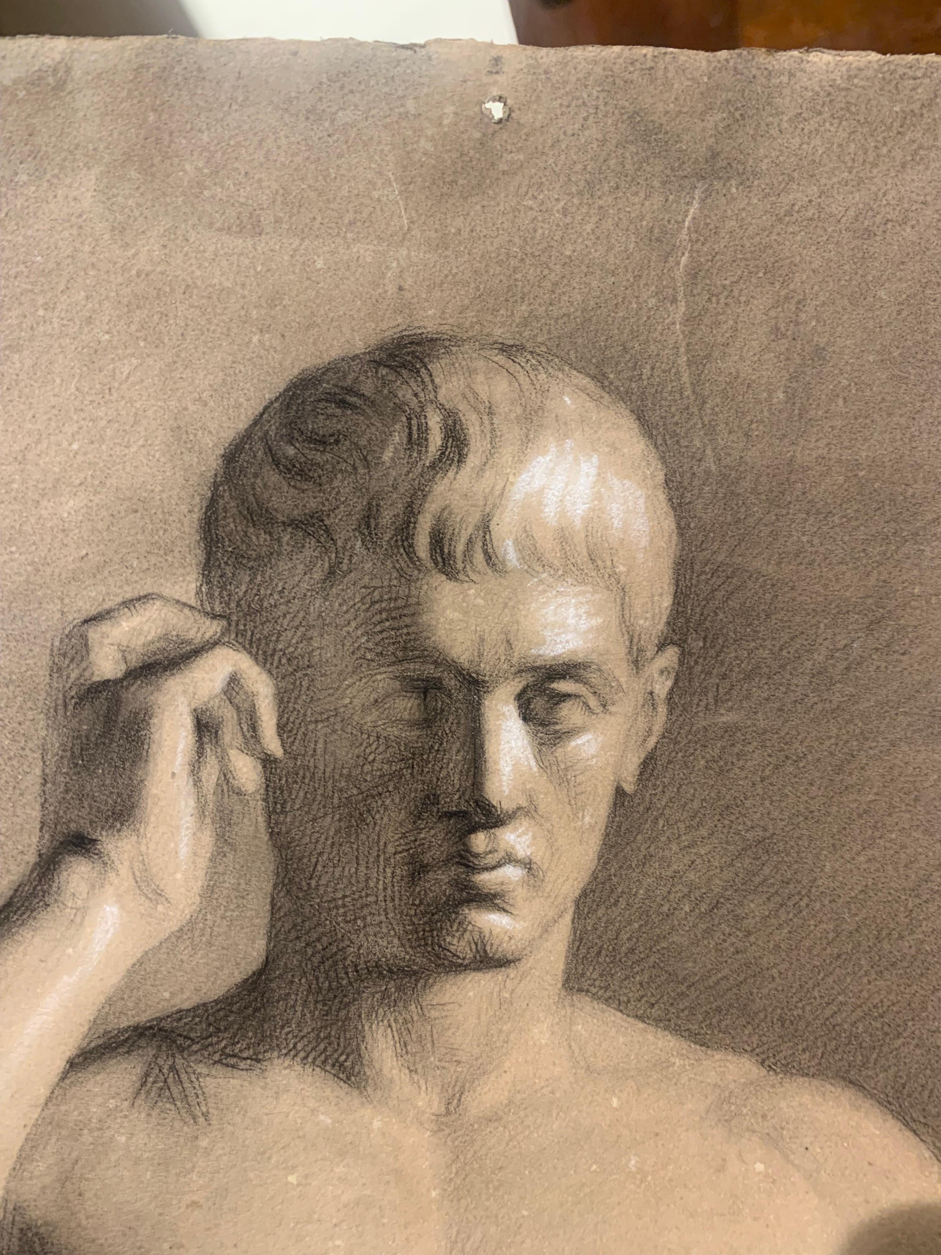 Akademische Zeichnung des XIX. Jahrhunderts nach Marcus Claudius  Kultur als Hermes 9