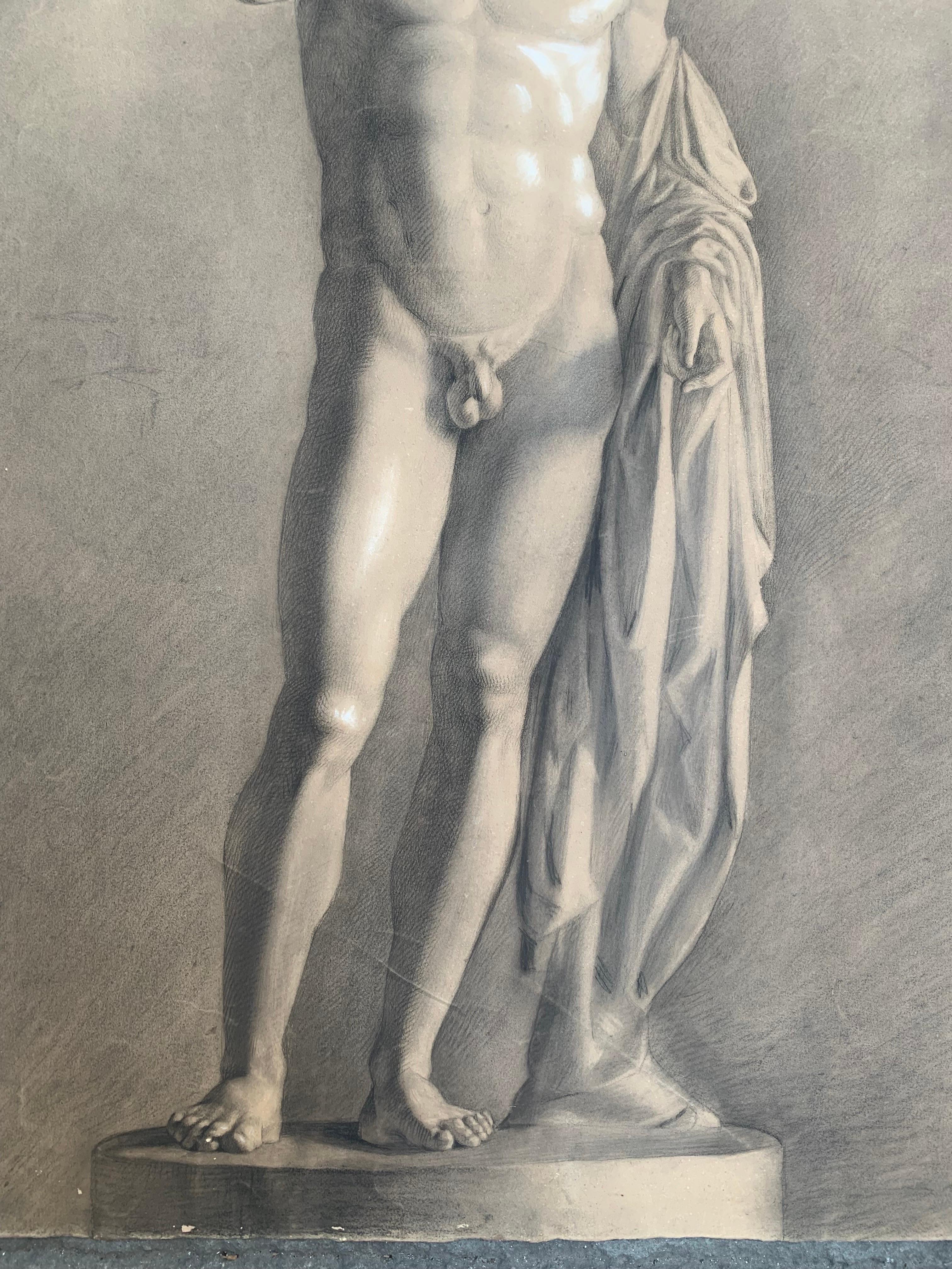 Akademische Zeichnung des XIX. Jahrhunderts nach Marcus Claudius  Kultur als Hermes 2