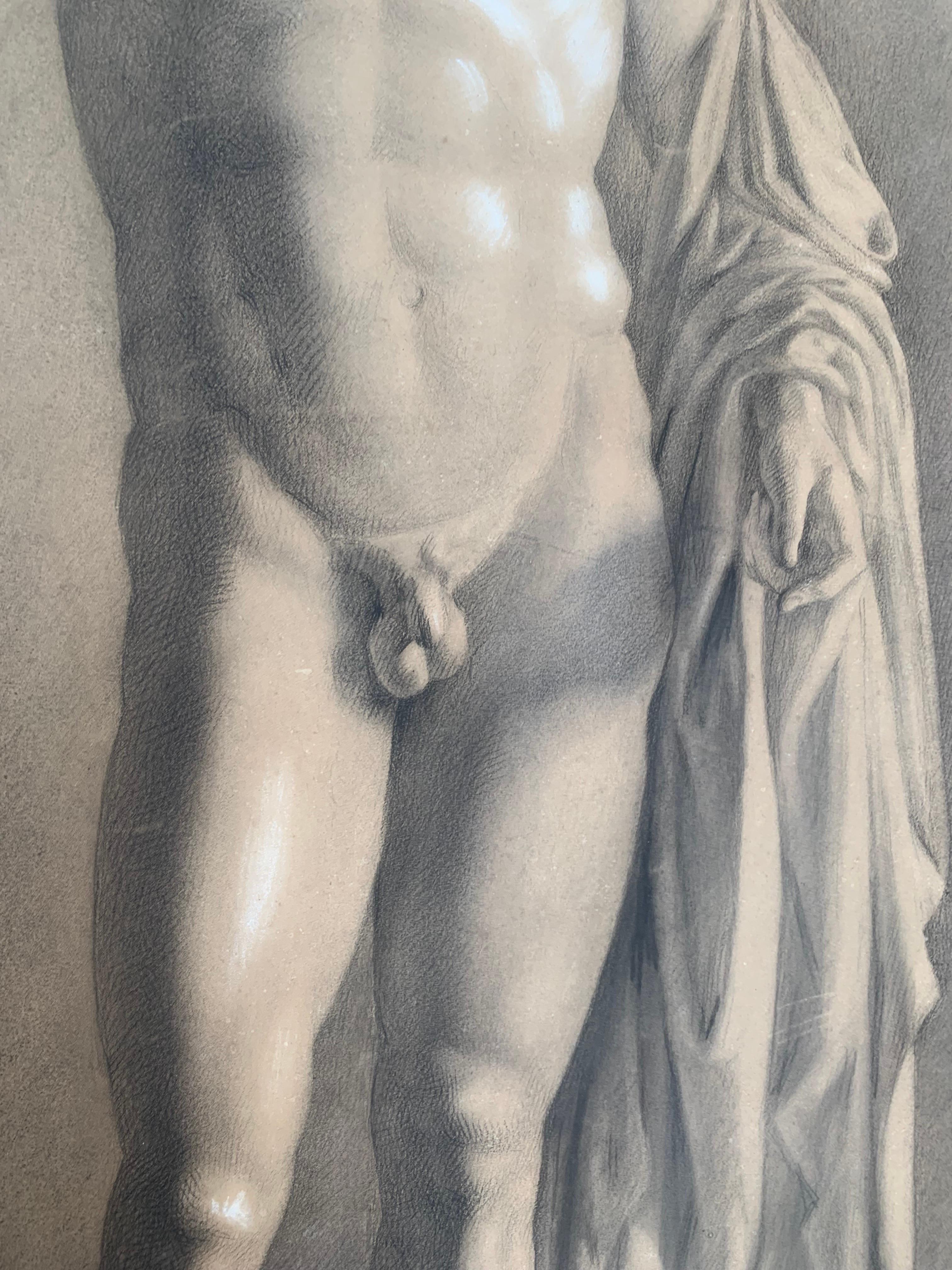 Akademische Zeichnung des XIX. Jahrhunderts nach Marcus Claudius  Kultur als Hermes 1