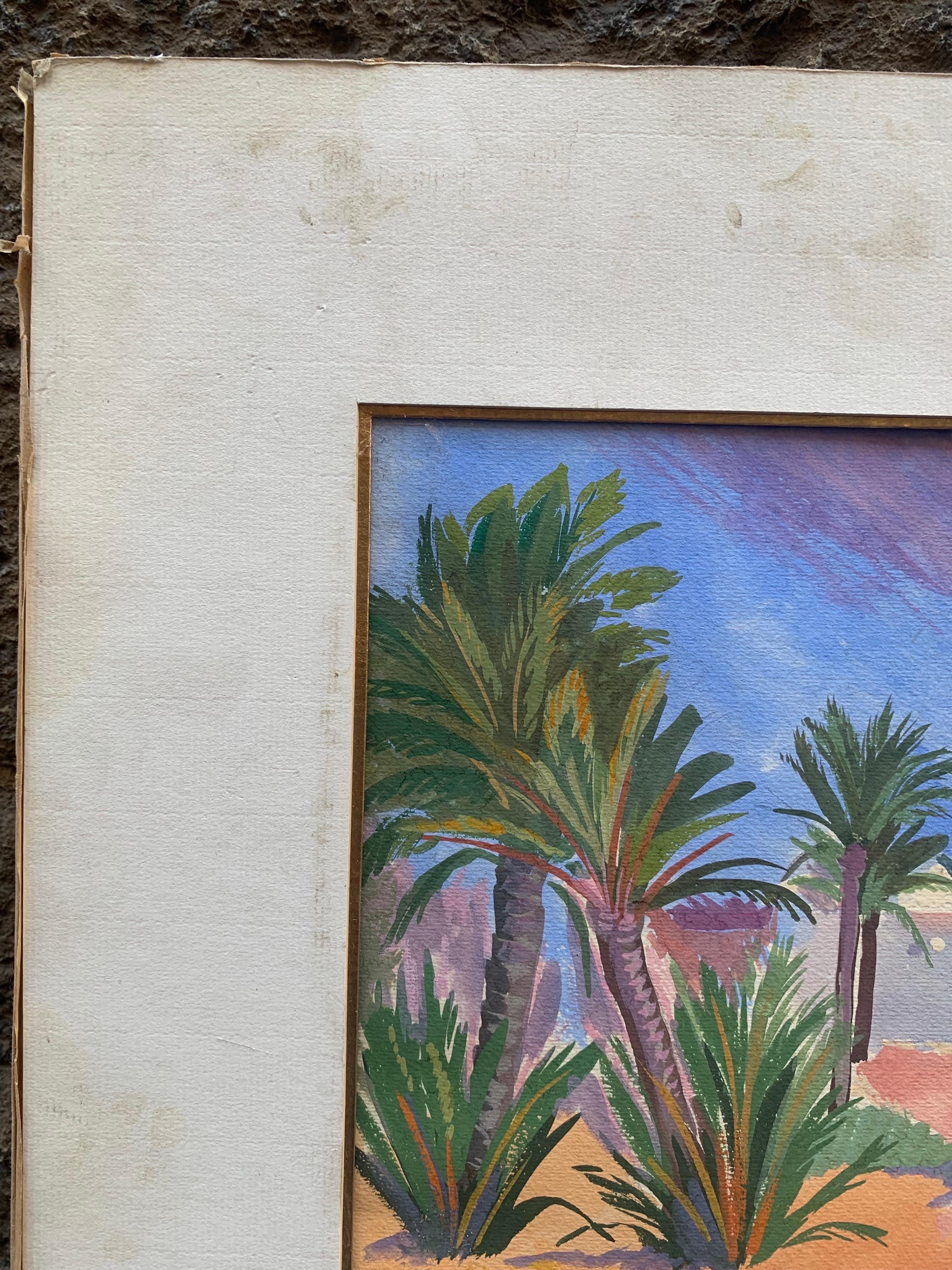 Paisajes orientales con palmeras y casas árabes. 1ª mitad del siglo XX. en venta 4