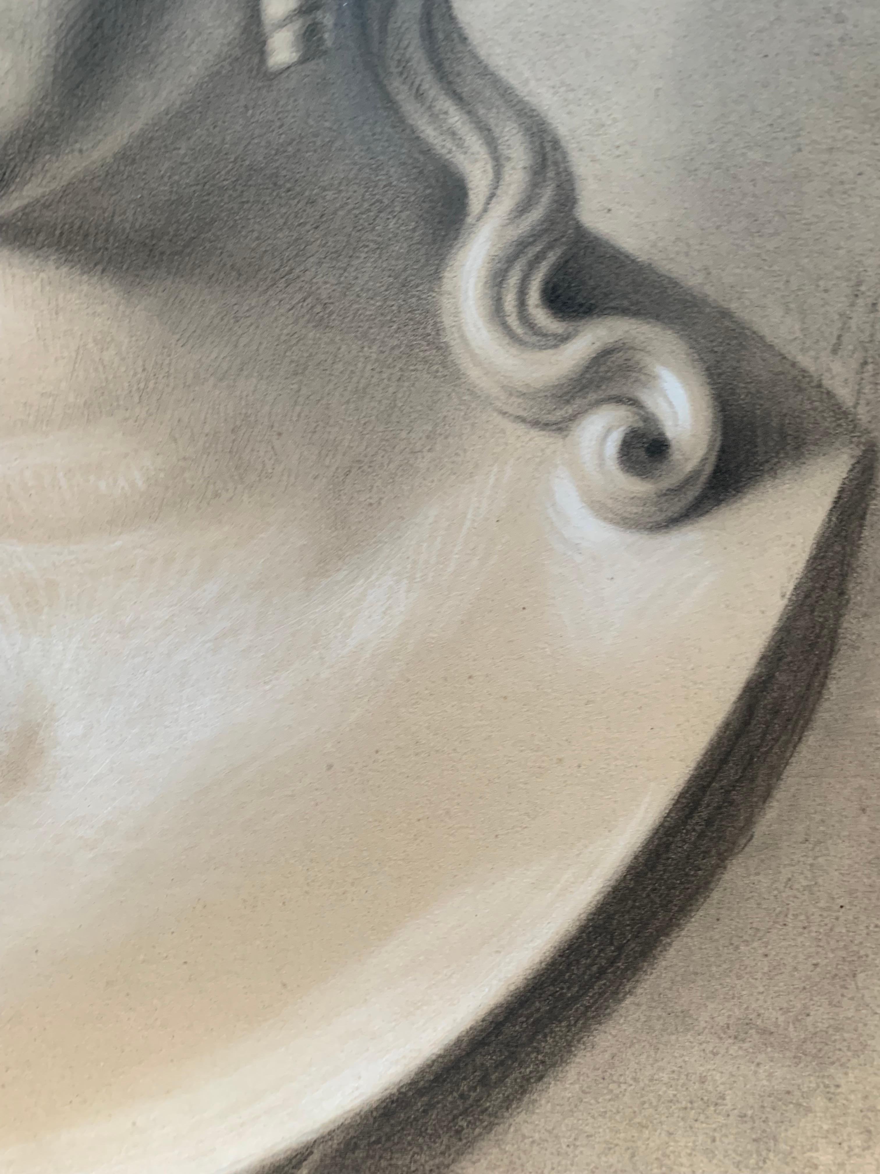 Akademische Studie des 19. Jahrhunderts über den Kopf der Helena von Troja von Canova. Cm 63 X Cm 46 1