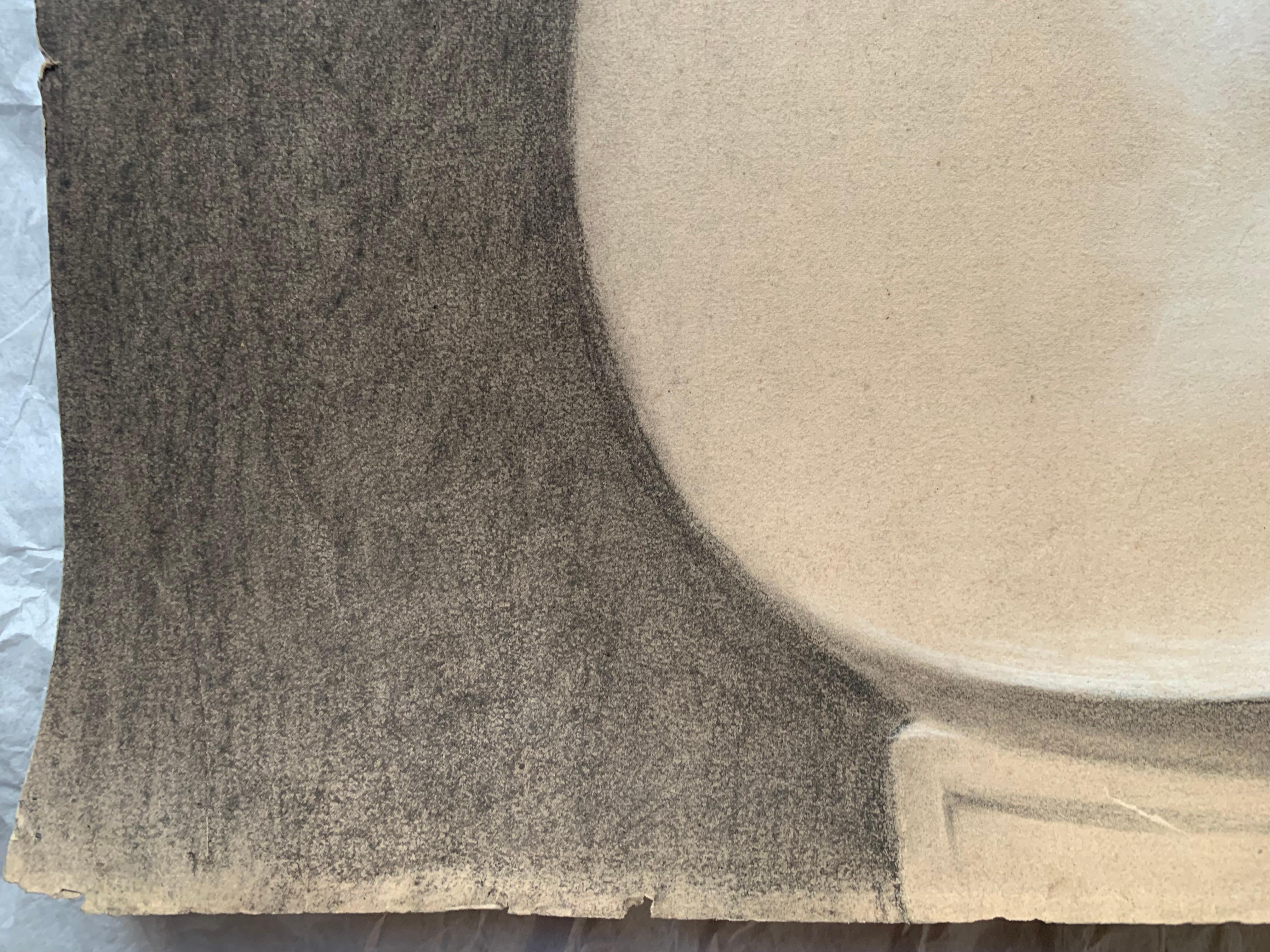 Akademische Studie des 19. Jahrhunderts über den Kopf der Helena von Troja von Canova. Cm 63 X Cm 46 14