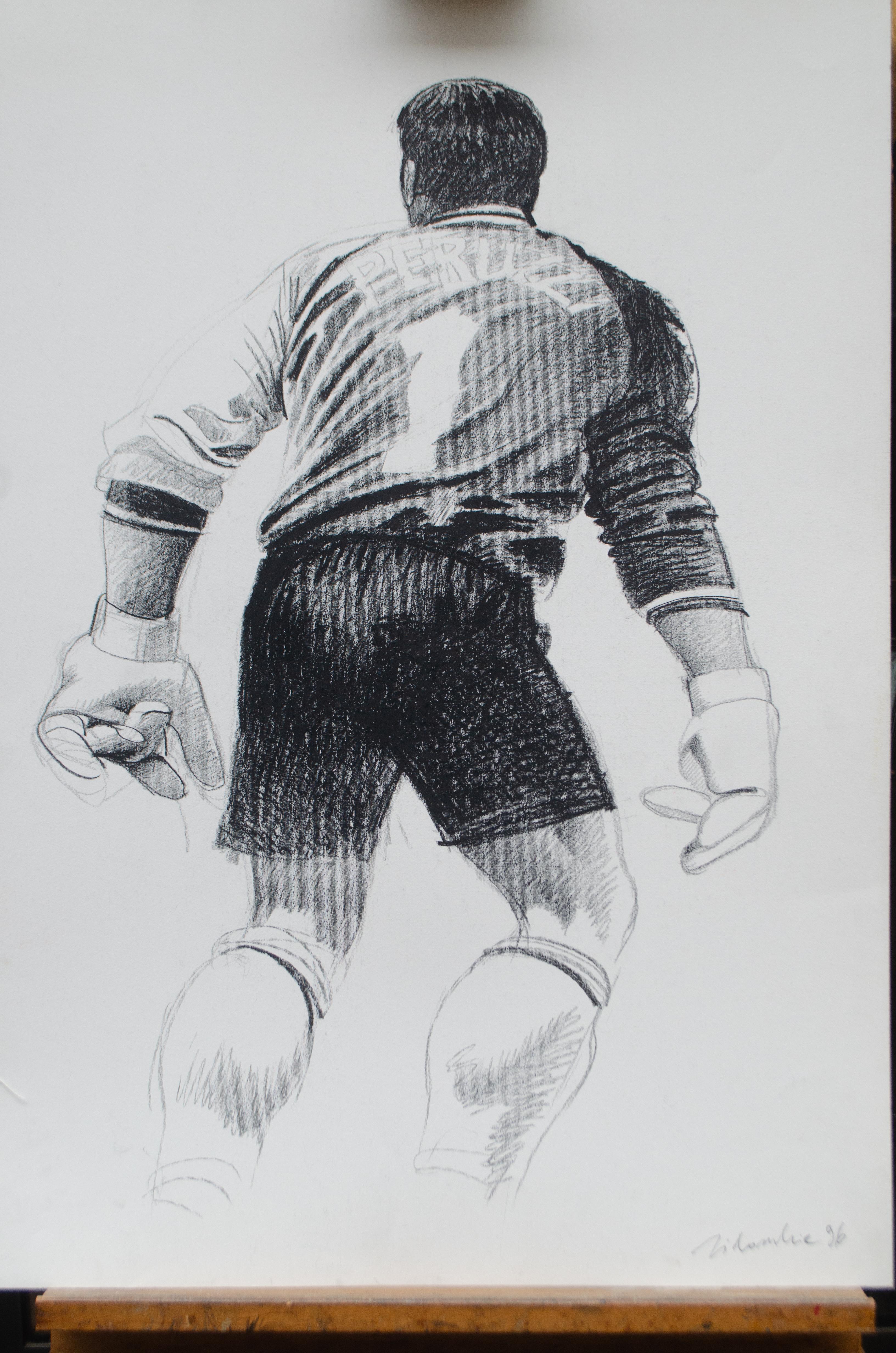 1996 : Angelo Peruzzi, gardien de but de la Juventus, champion de la Ligue des champions de l'UEFA - Pop Art Art par Marco Silombria 