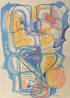 Anja Decker, Abstract Informal Painting on Paper, Munich, Late 1950s