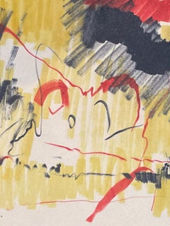 Anja Decker, Abstract Informal Painting on Paper, Munich, Late 1950s