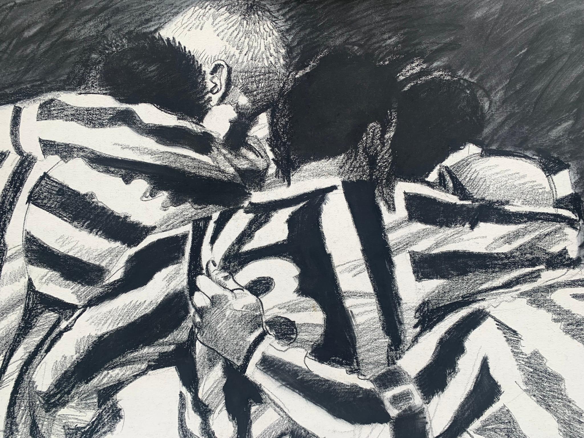 Juventus 1995-96 - L'étreinte de la victoire. UEFA. 1996 - Gray Portrait par Marco Silombria 