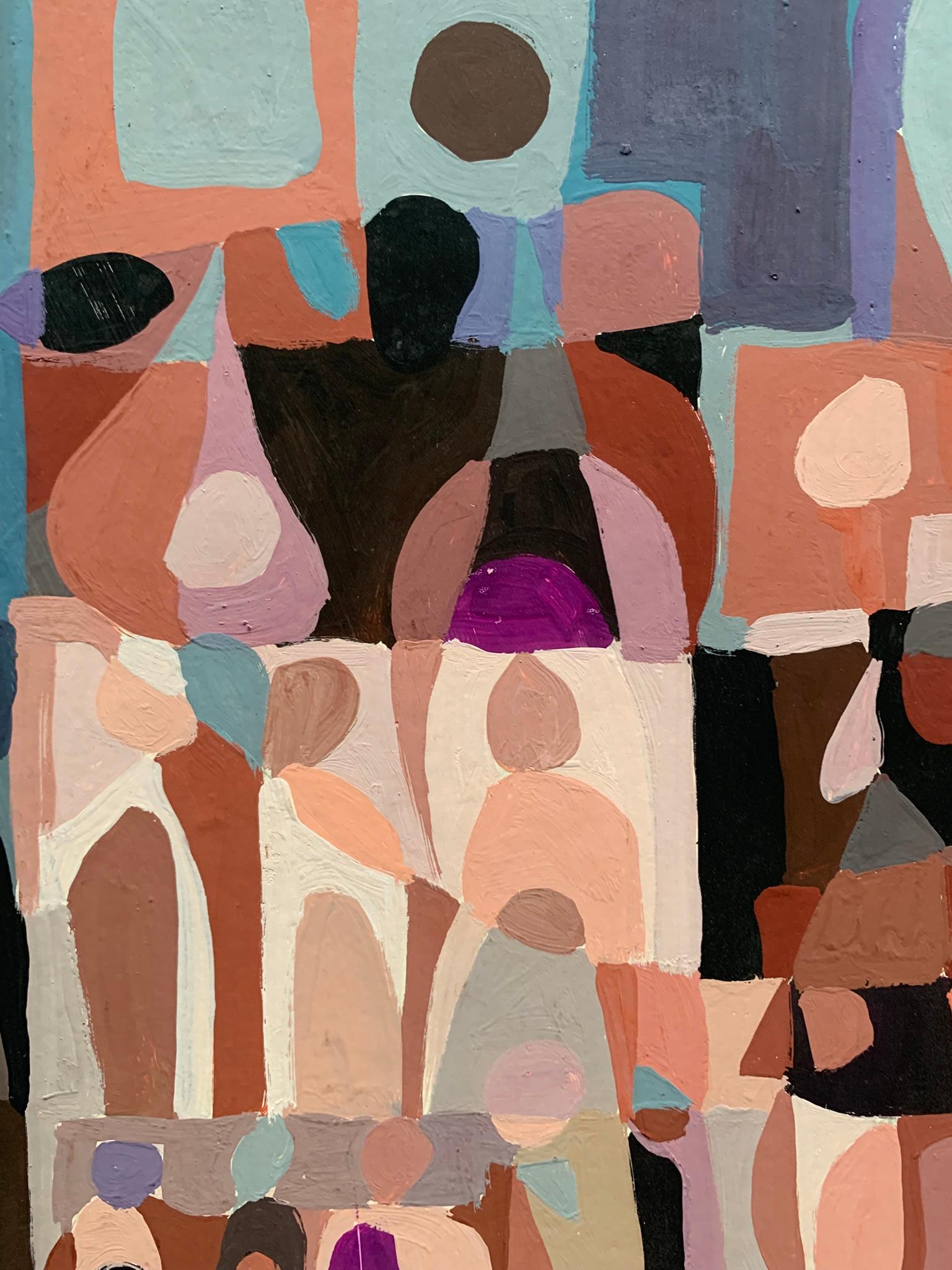Imaginäre Geometrische Stadt. Zweite Hälfte des 20. Jahrhunderts (Beige), Landscape Painting, von Unknown