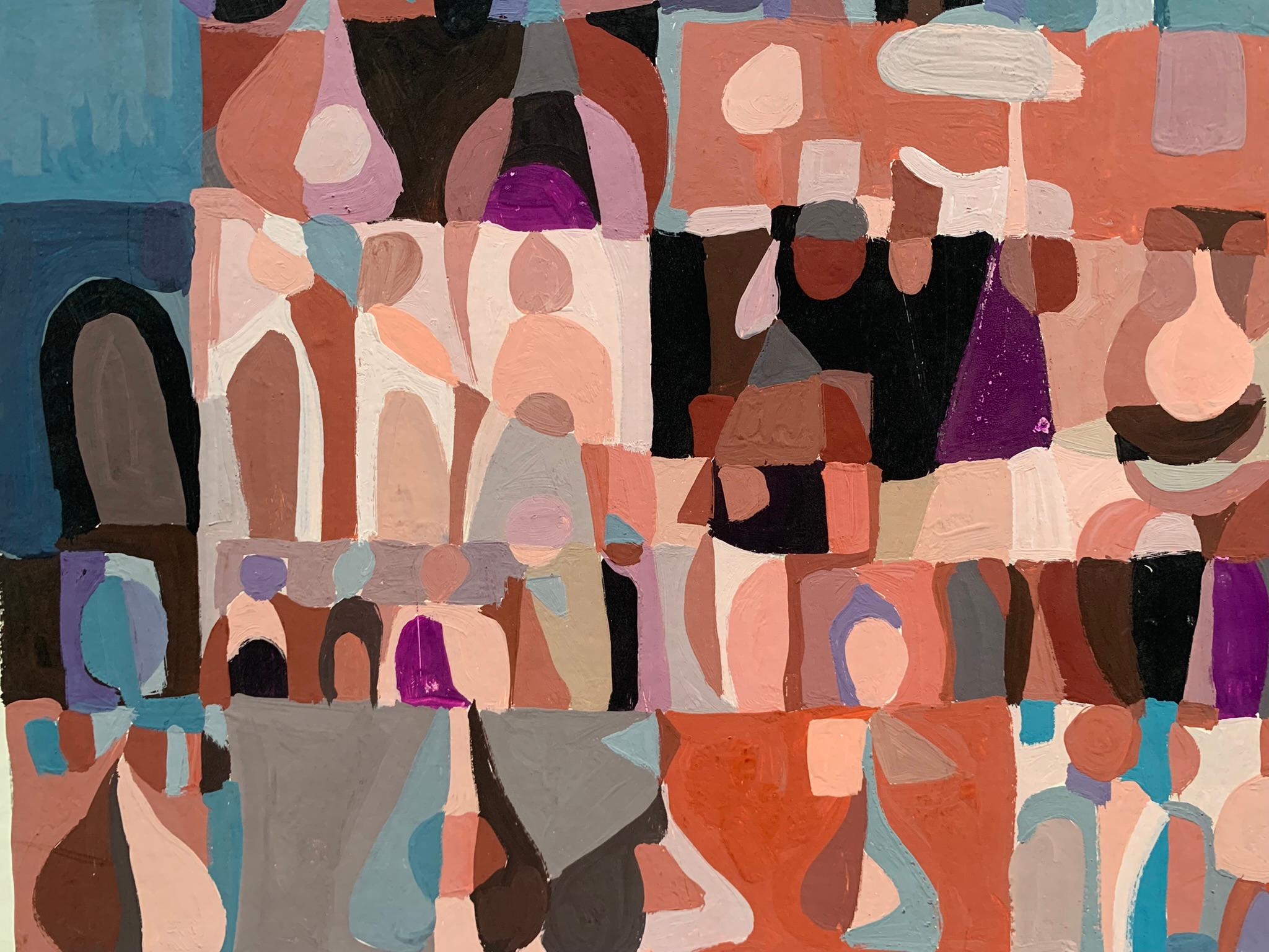 Imaginäre Geometrische Stadt. Zweite Hälfte des 20. Jahrhunderts (Geometrische Abstraktion), Painting, von Unknown