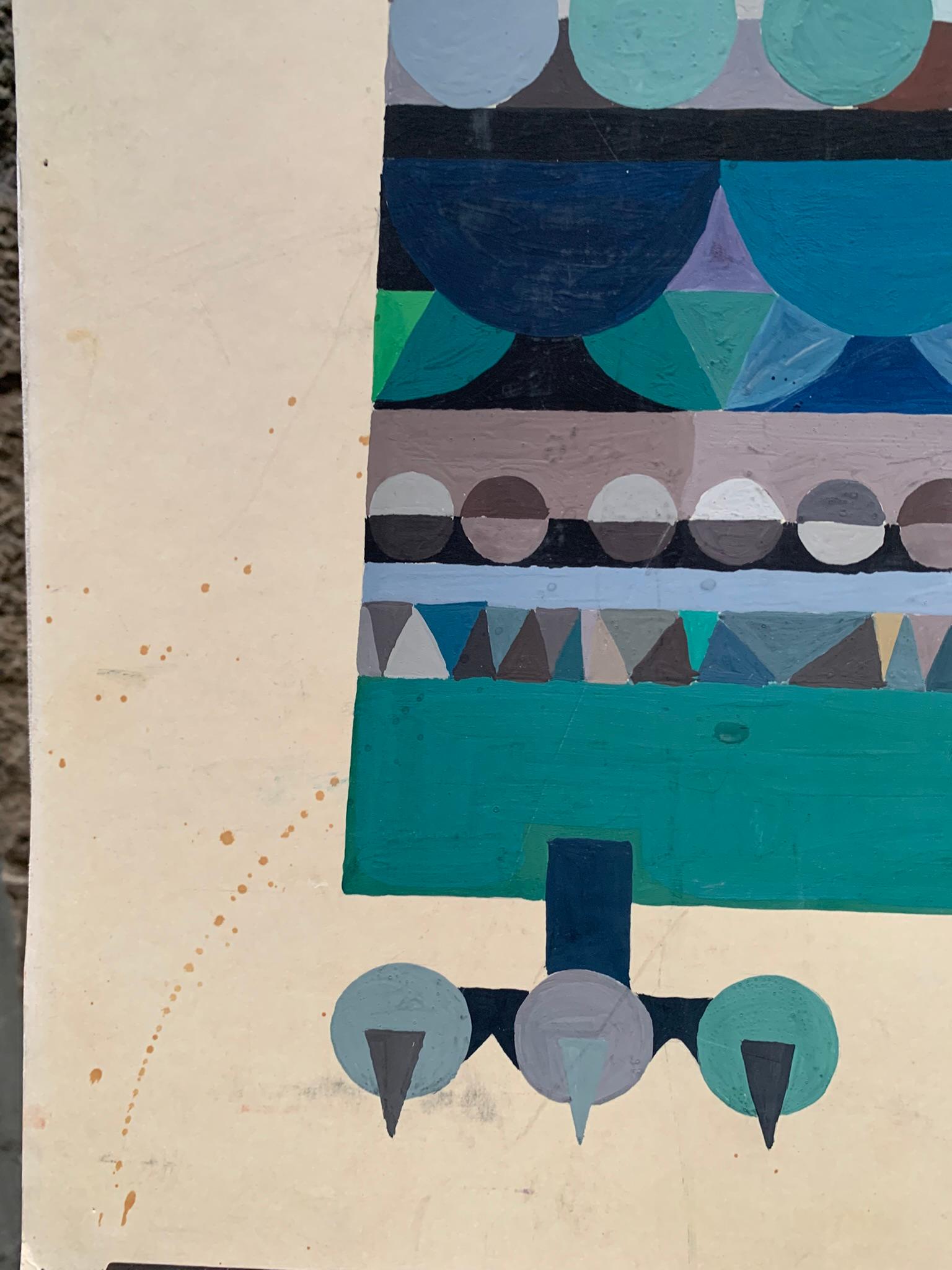 Eule, um 1970 - von der Op-Art inspirierte geometrische Komposition im Angebot 1