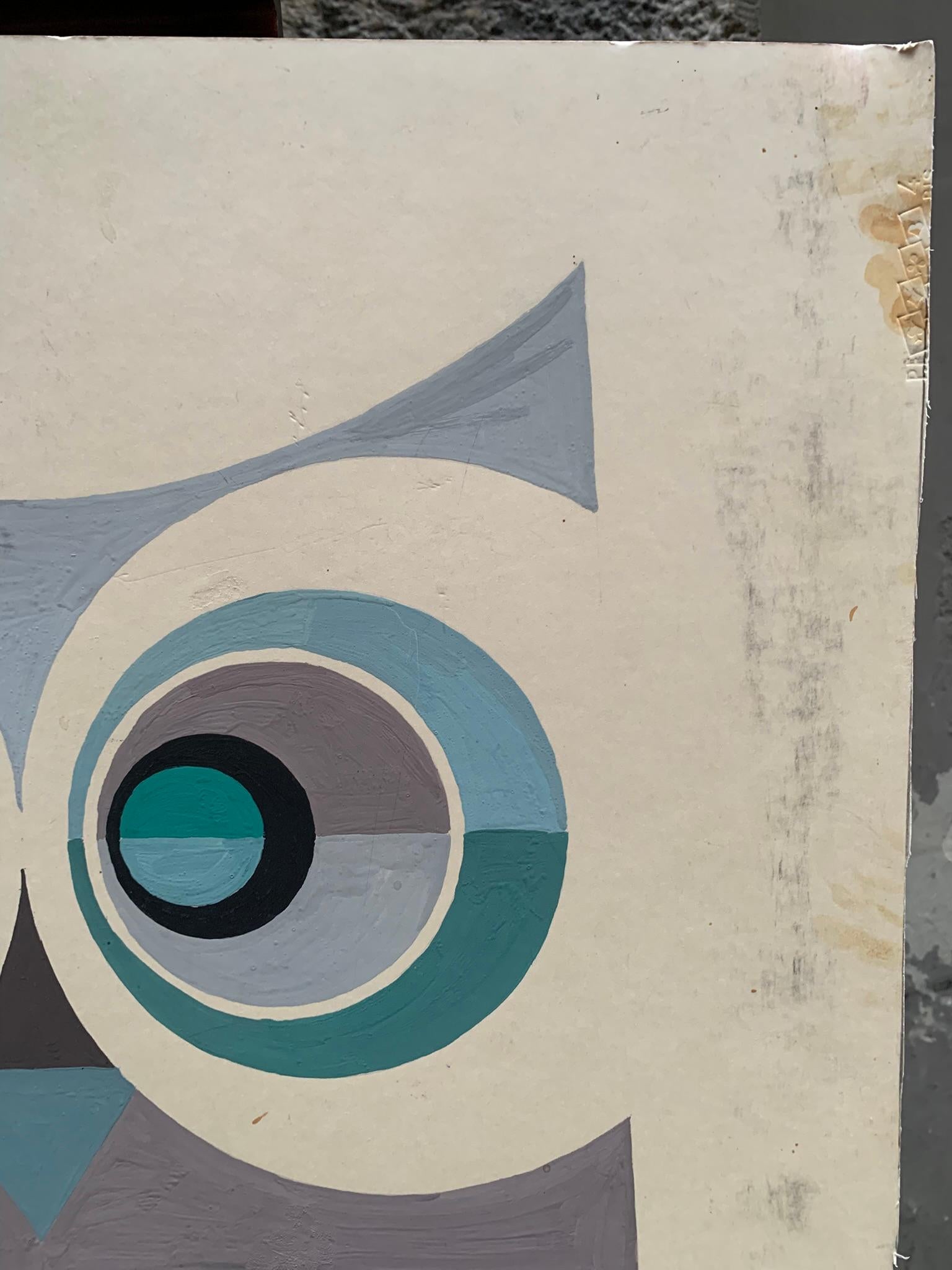Eule, um 1970 - von der Op-Art inspirierte geometrische Komposition im Angebot 5