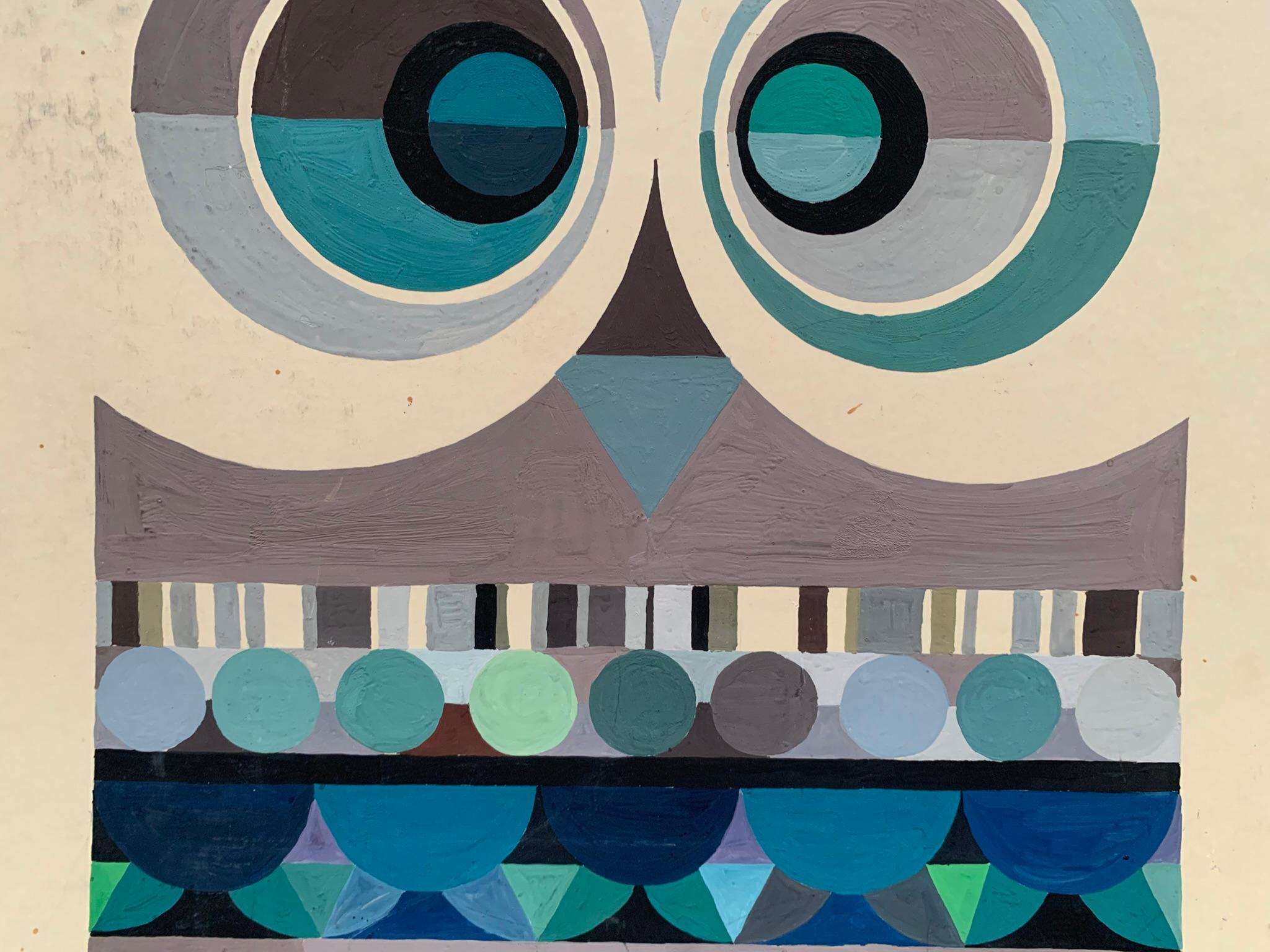 Eule, um 1970 - von der Op-Art inspirierte geometrische Komposition im Angebot 9