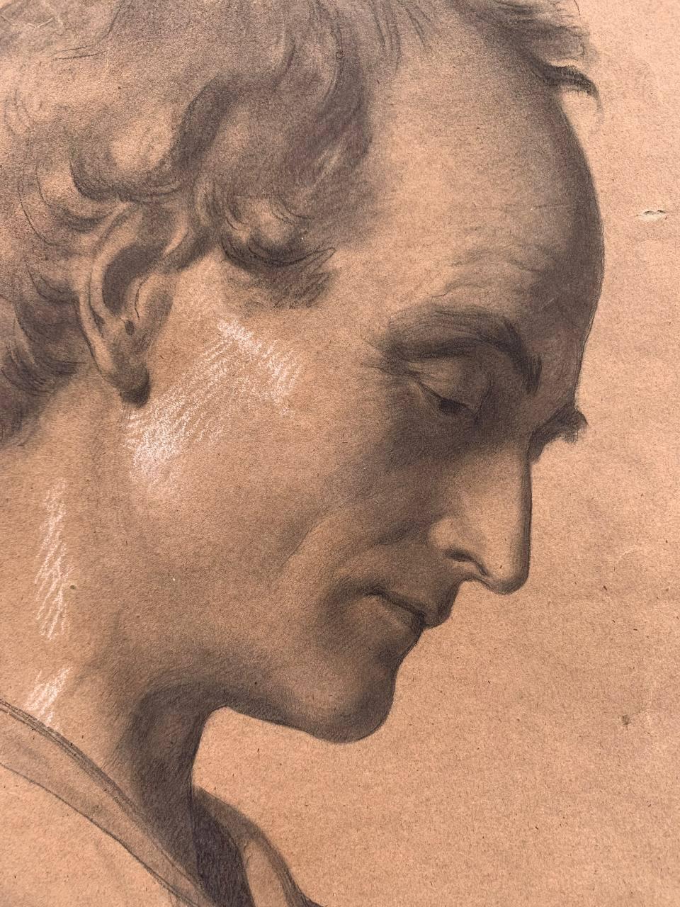 Estudio escolar italiano para la cabeza de un santo. Estudio de Enrico Reffo (1831-1917) en venta 2