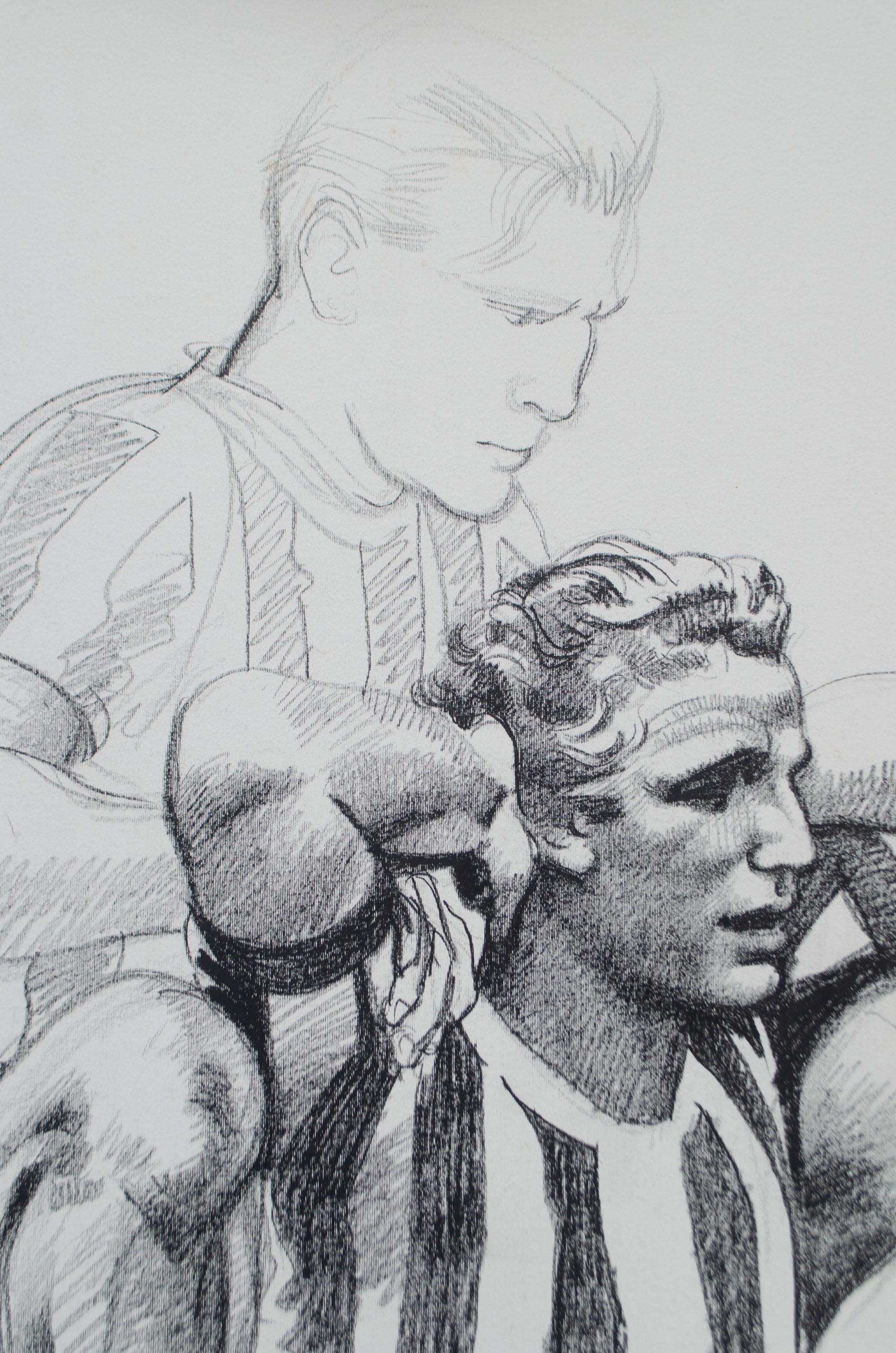 Juventus 1995-96 – Stretching Before the Match. Drawing by Silombria, 1996. - Art by Silombria Marco
