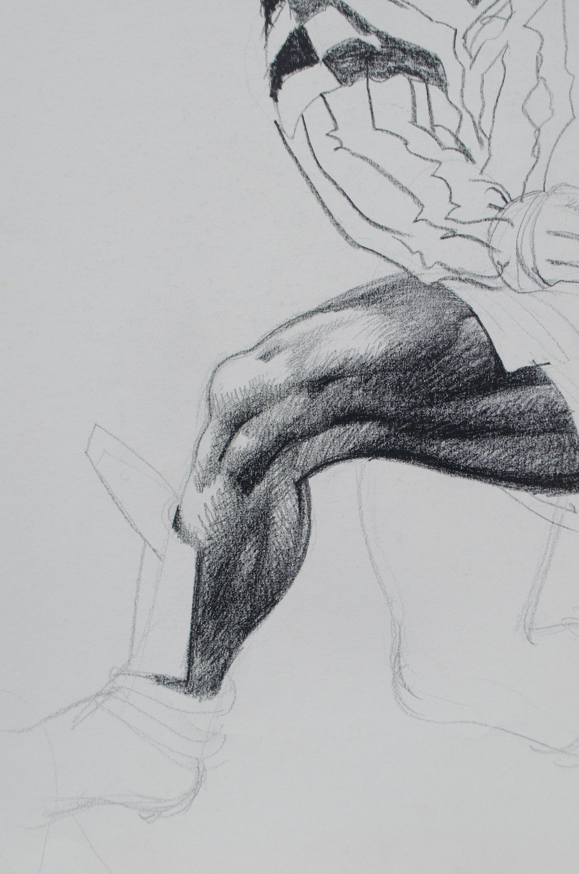 Juventus 1995-96 – He Delivers the Pass. Drawing by Silombria, 1996 - Gray Nude by Marco Silombria 