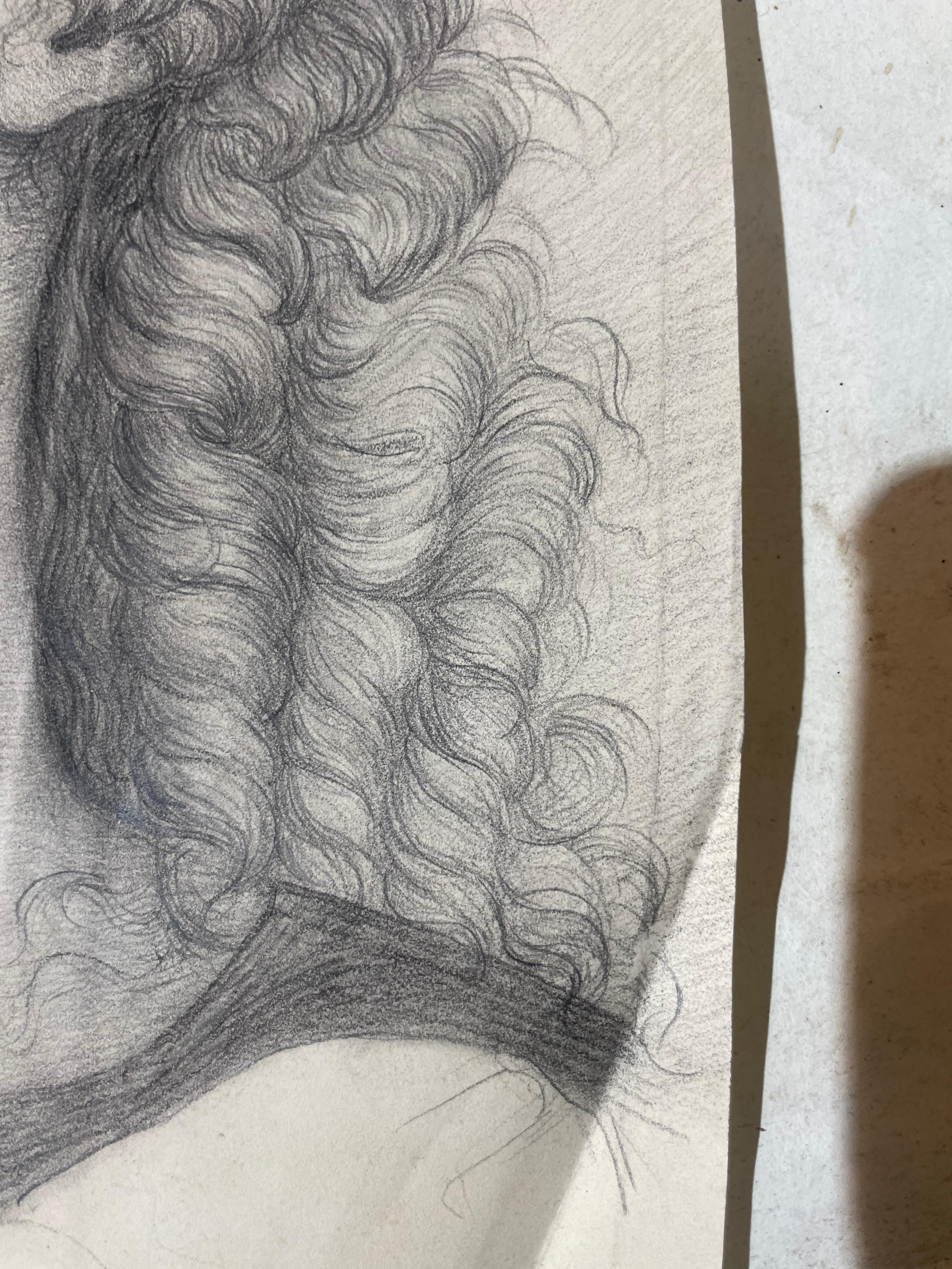 Étude académique d'un jeune saint Inspiré du Pérugin, École toscane, cm 40x28 en vente 1