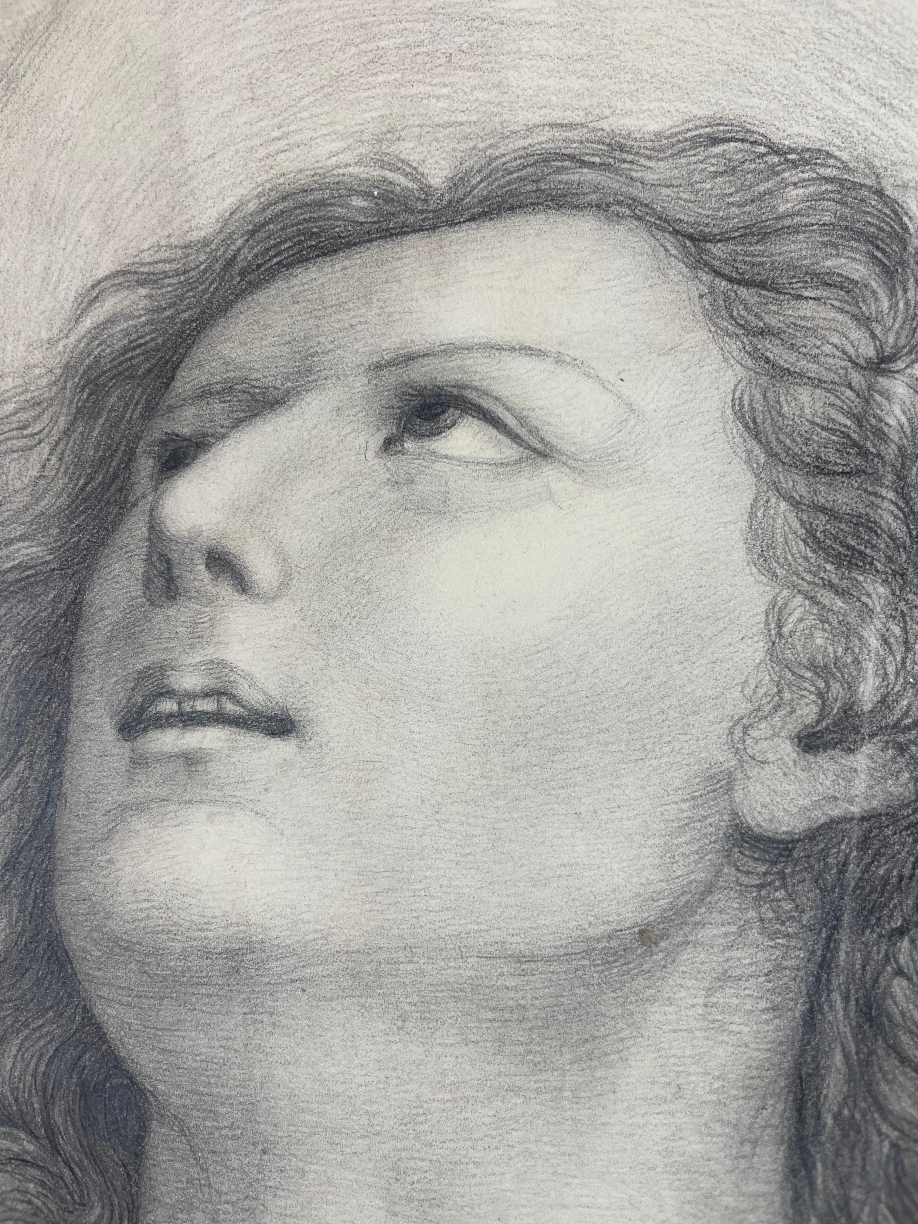 Étude académique d'un jeune saint Inspiré du Pérugin, École toscane, cm 40x28 en vente 2