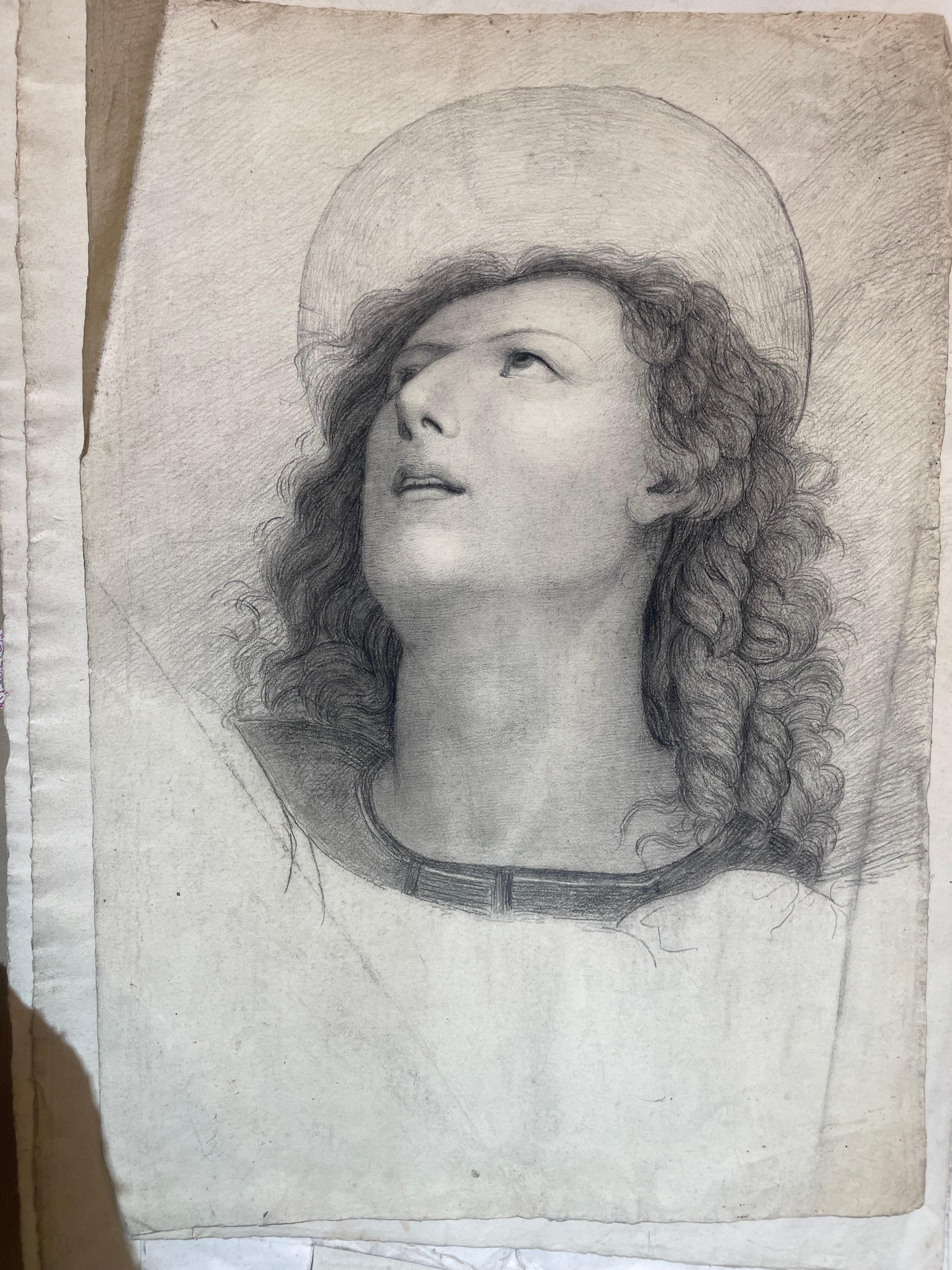 Étude académique d'un jeune saint Inspiré du Pérugin, École toscane, cm 40x28 en vente 7