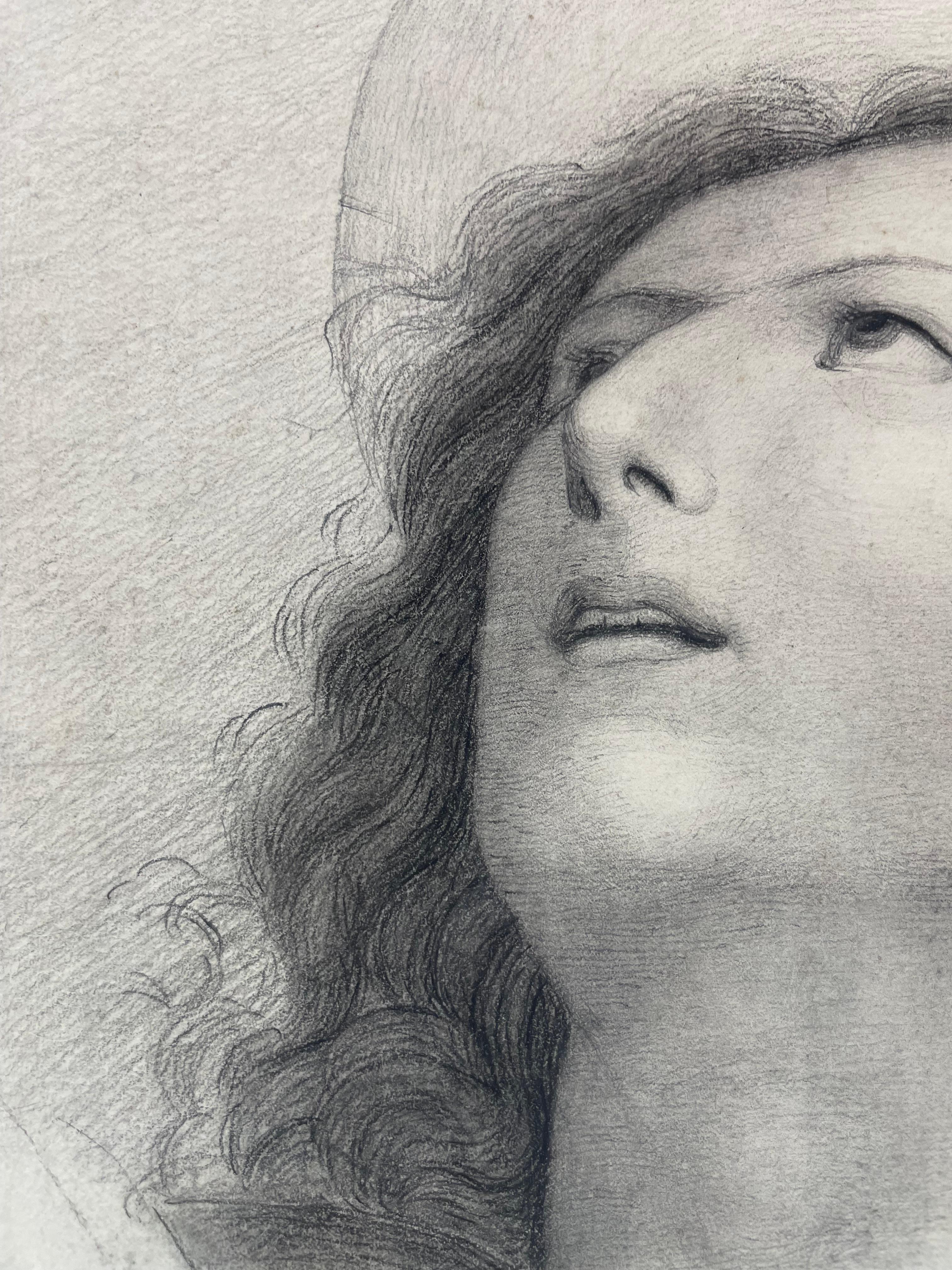 Étude académique d'un jeune saint Inspiré du Pérugin, École toscane, cm 40x28 en vente 9