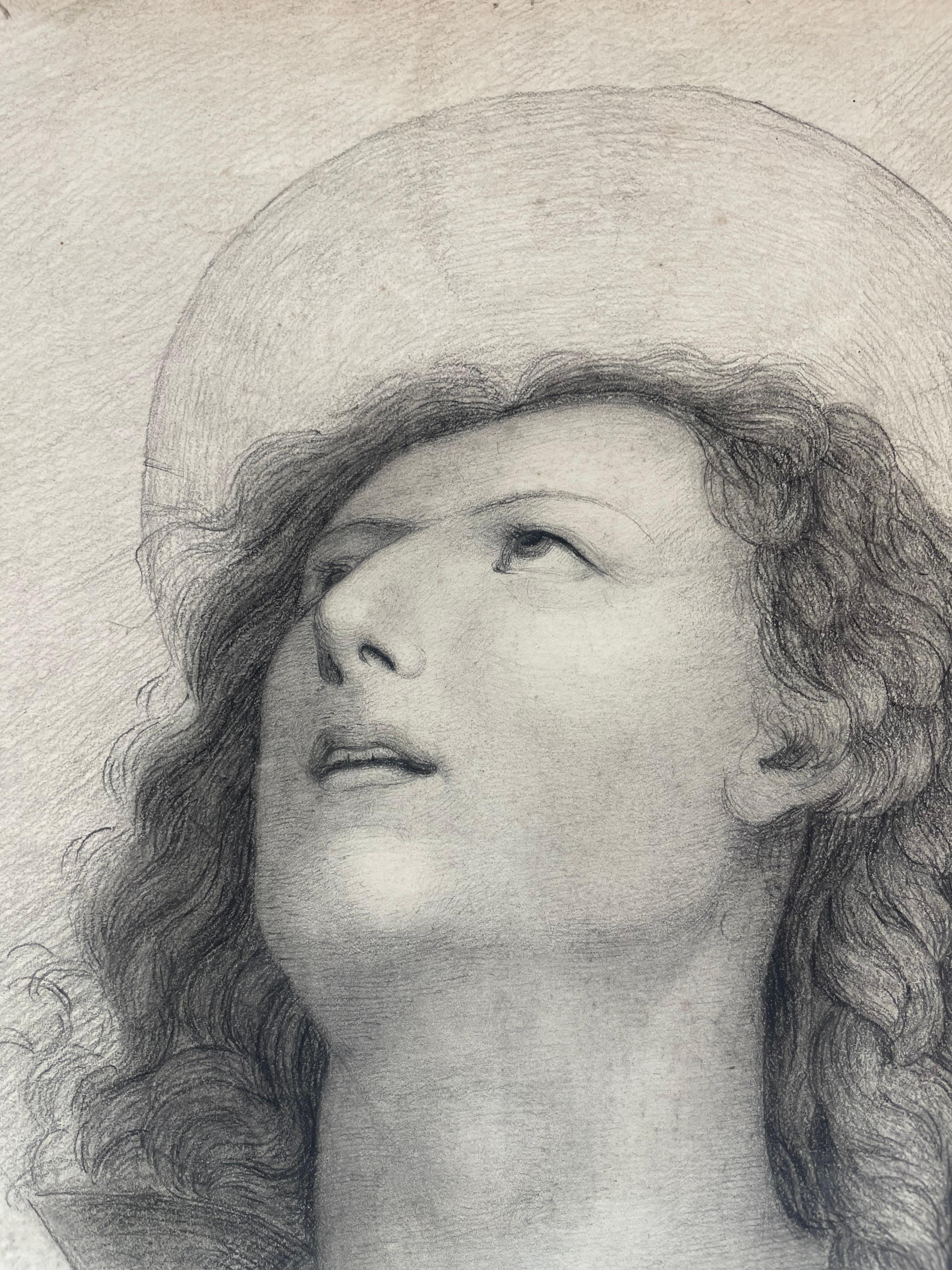 Étude académique d'un jeune saint Inspiré du Pérugin, École toscane, cm 40x28 en vente 10