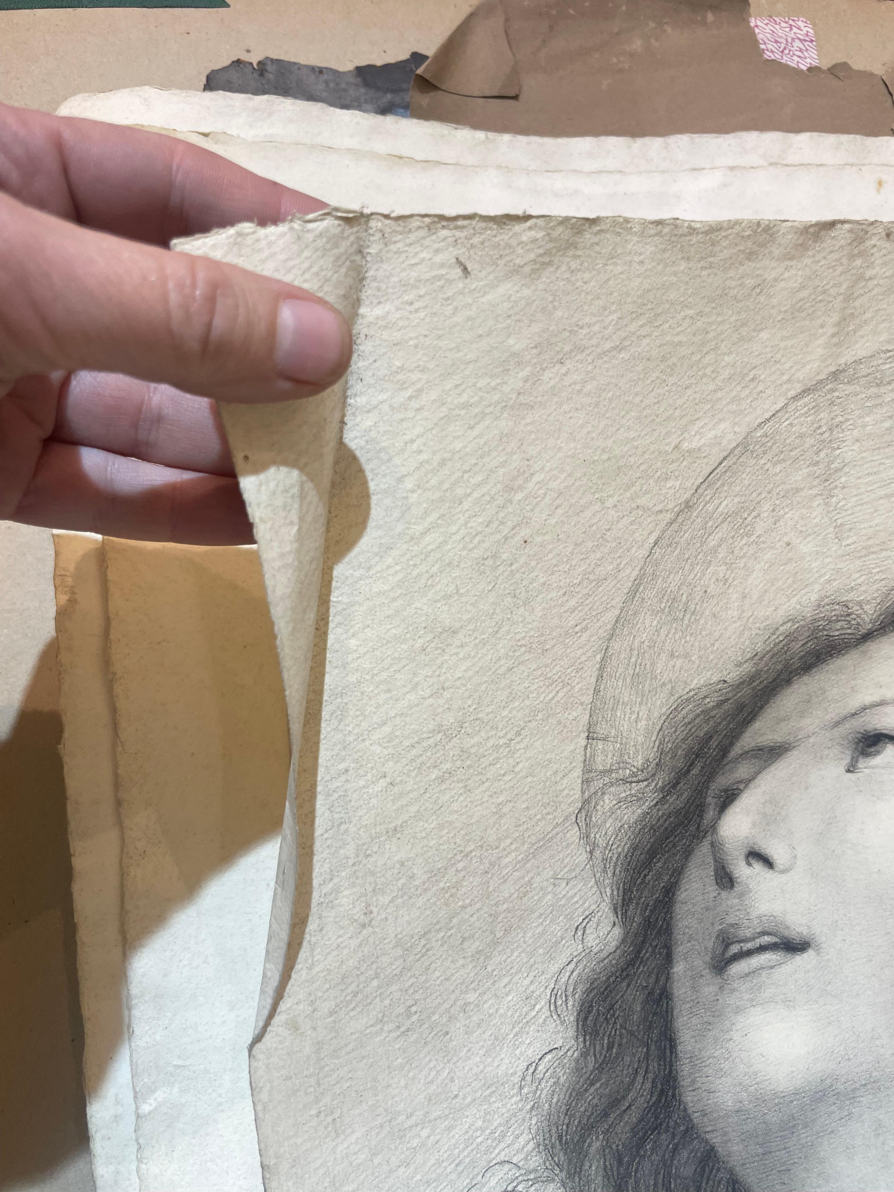 Étude académique d'un jeune saint Inspiré du Pérugin, École toscane, cm 40x28 en vente 11