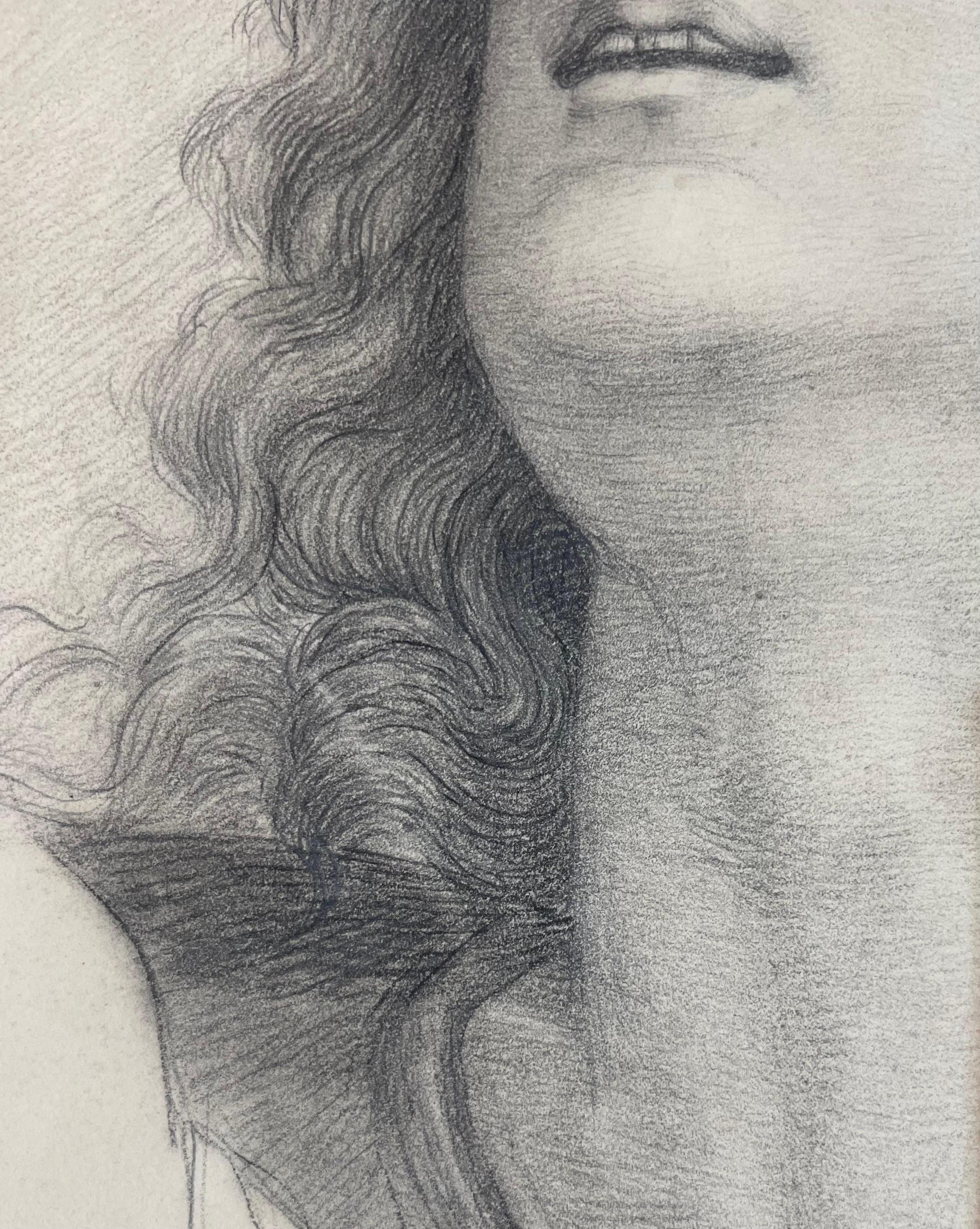 Étude académique d'un jeune saint Inspiré du Pérugin, École toscane, cm 40x28 - Gris Figurative Art par Unknown