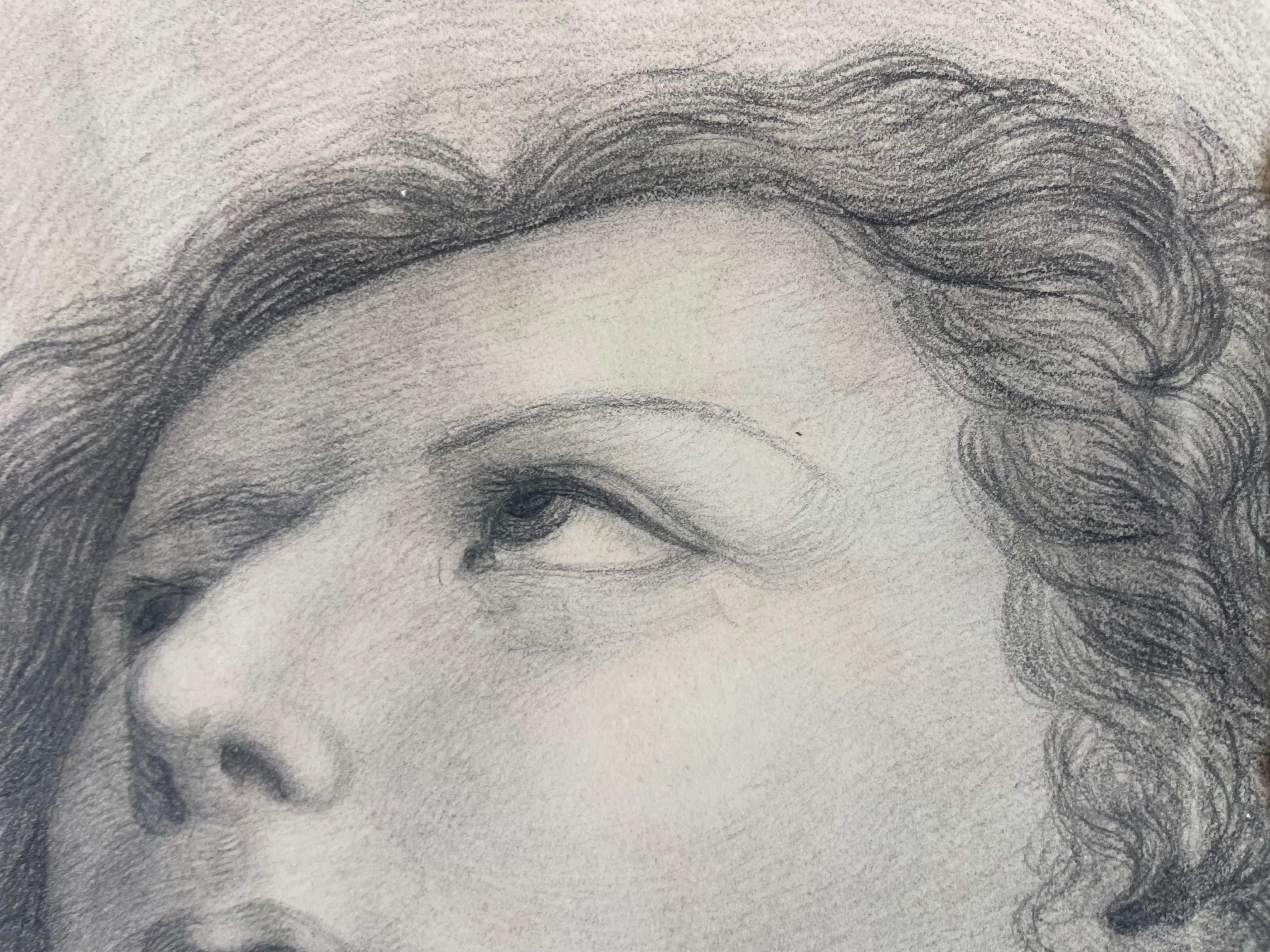 Étude académique d'un jeune saint Inspiré du Pérugin, École toscane, cm 40x28 en vente 6