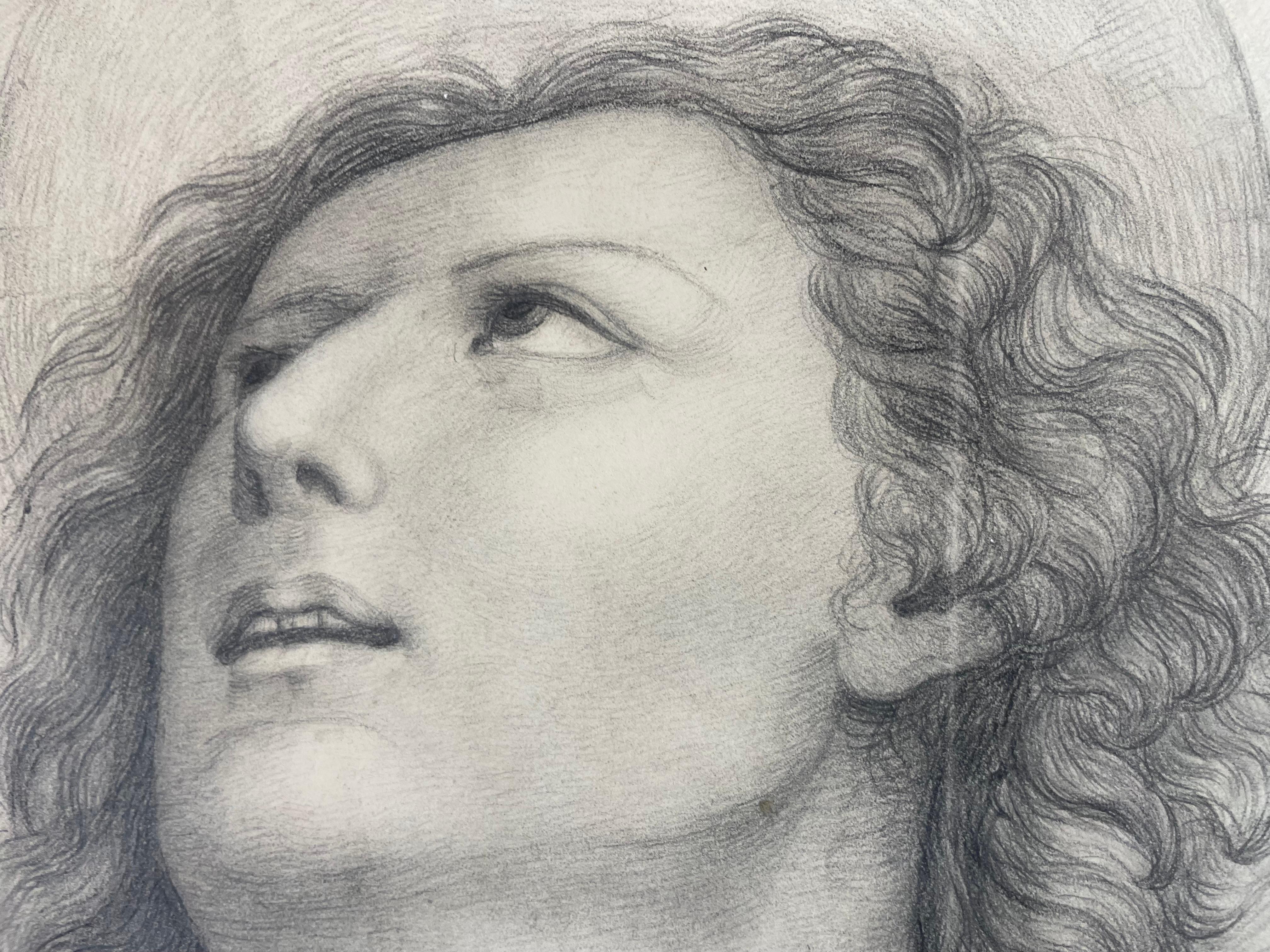 Étude académique d'un jeune saint Inspiré du Pérugin, École toscane, cm 40x28 en vente 4