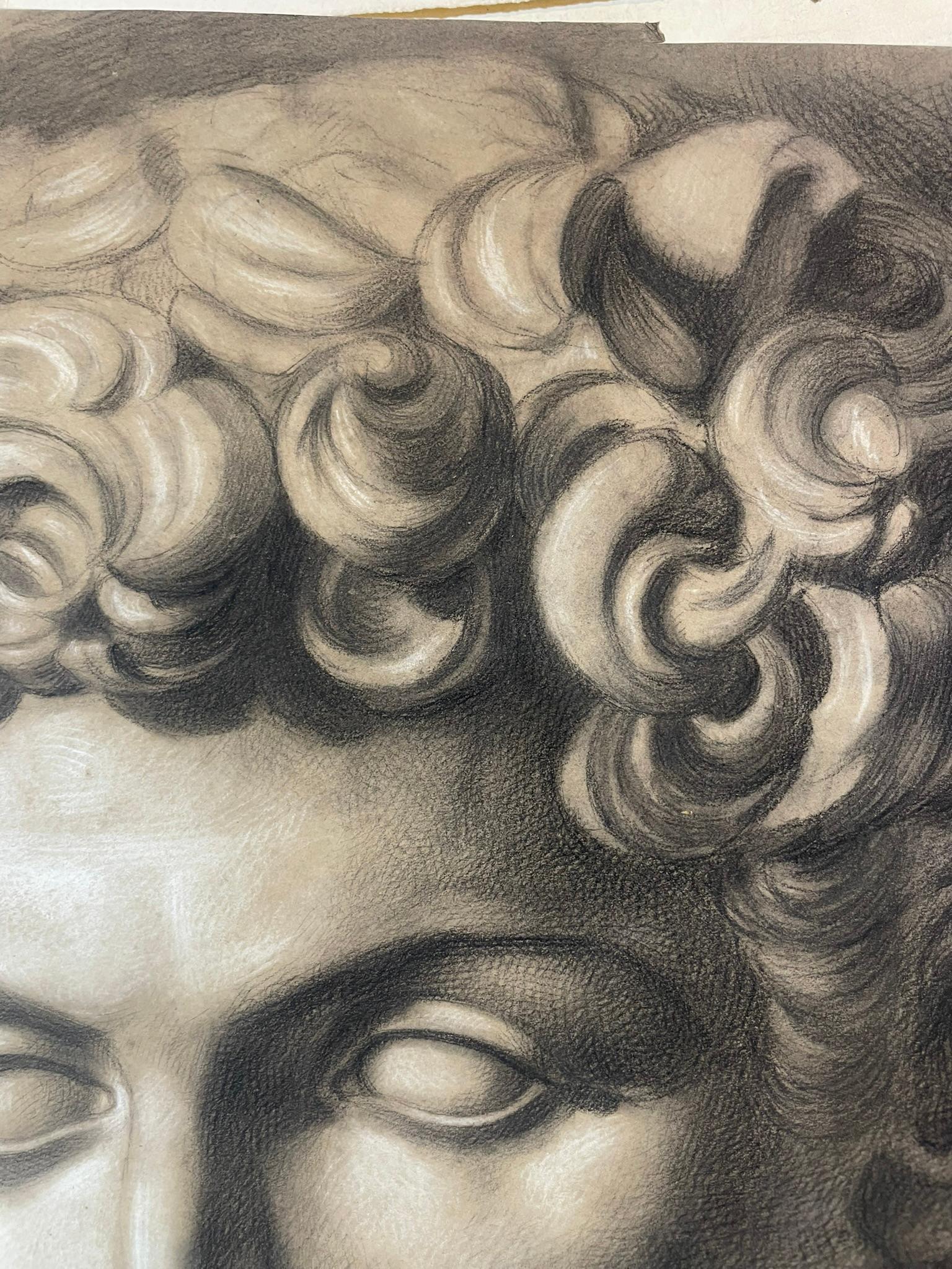 Estudio acad�émico según el David de Miguel Ángel, Escuela Toscana, 51 × 43 cm - Portrait Marrón de Unknown