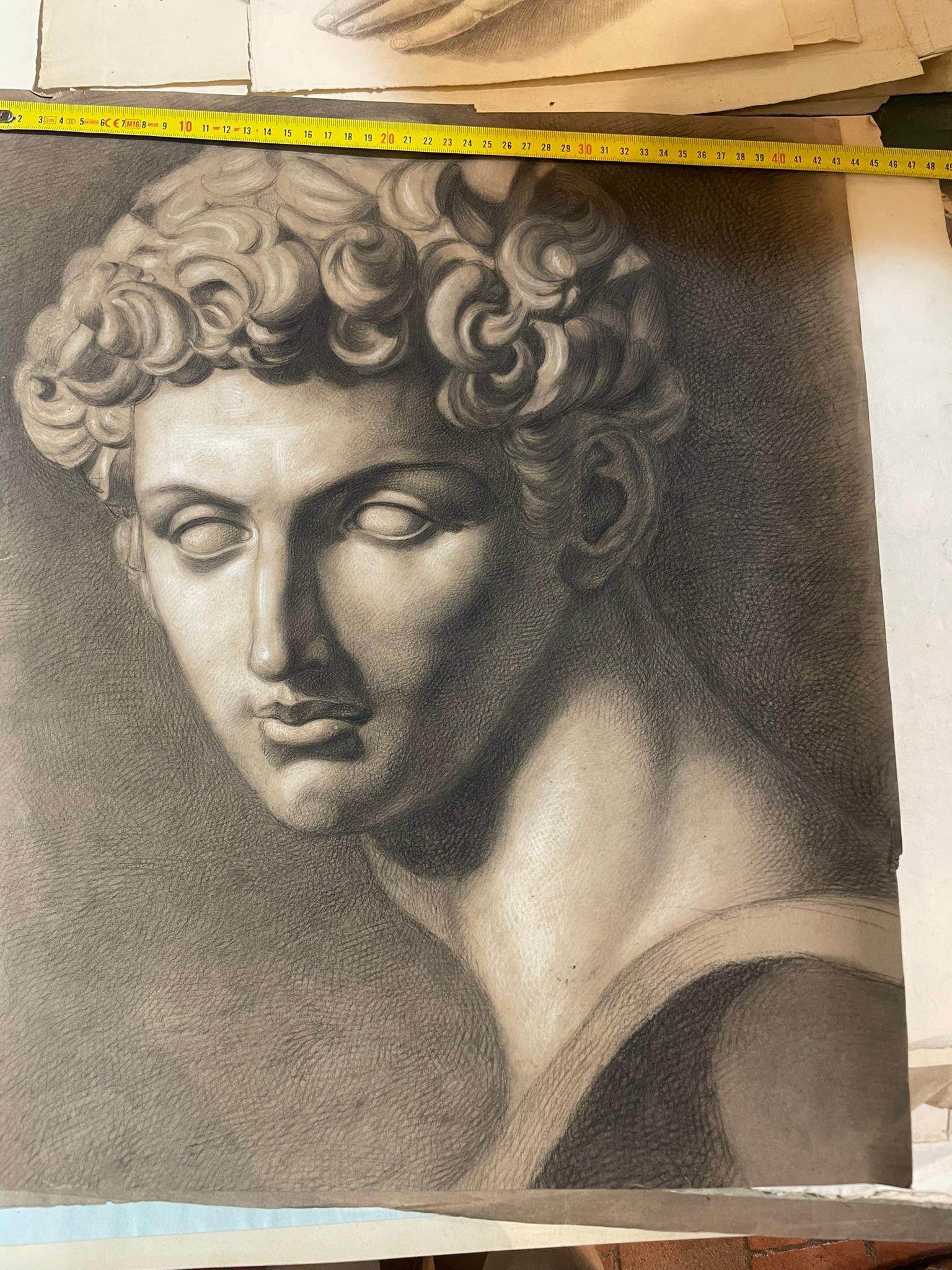 Estudio académico según el David de Miguel Ángel, Escuela Toscana, 51 × 43 cm en venta 9