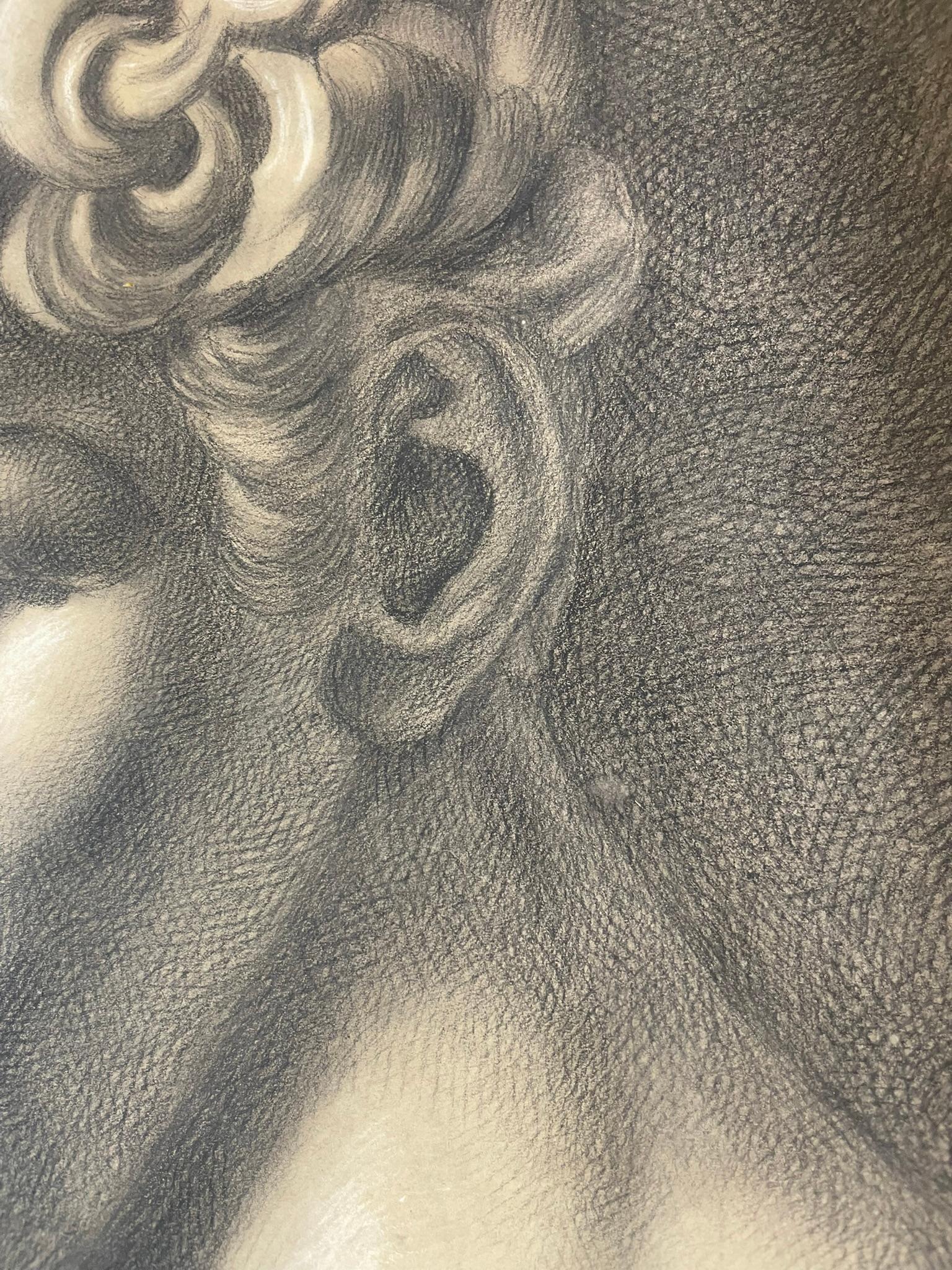 Estudio académico según el David de Miguel Ángel, Escuela Toscana, 51 × 43 cm en venta 7