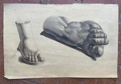 Academic Study of Two Feet from Antique Plaster Models. Cm 50 x 32