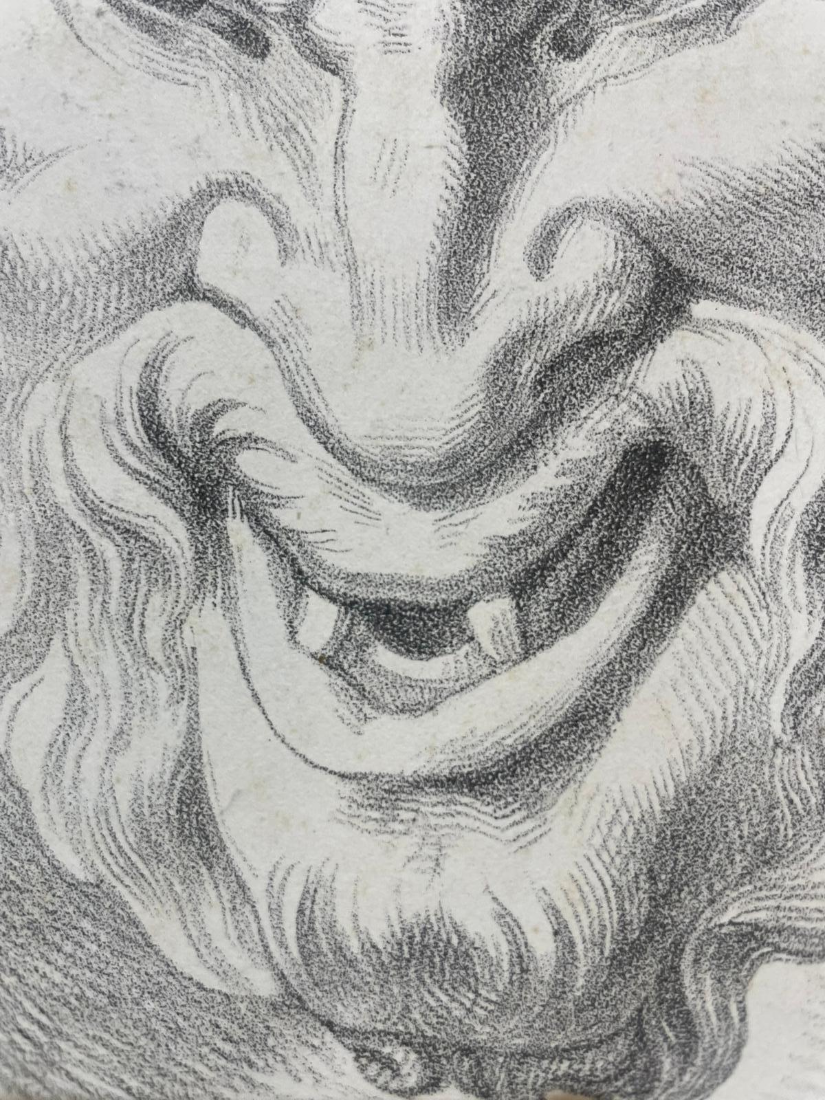 Masque de satyre, étude académique d'après un modèle antique et œuvre perdue de Michelangelo - Gris Figurative Art par Unknown