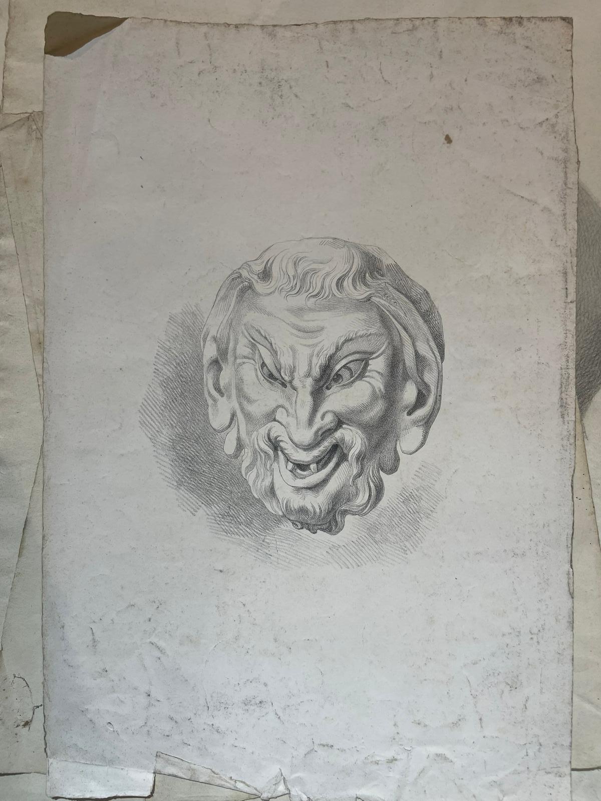 Masque de satyre, étude académique d'après un modèle antique et œuvre perdue de Michelangelo en vente 1