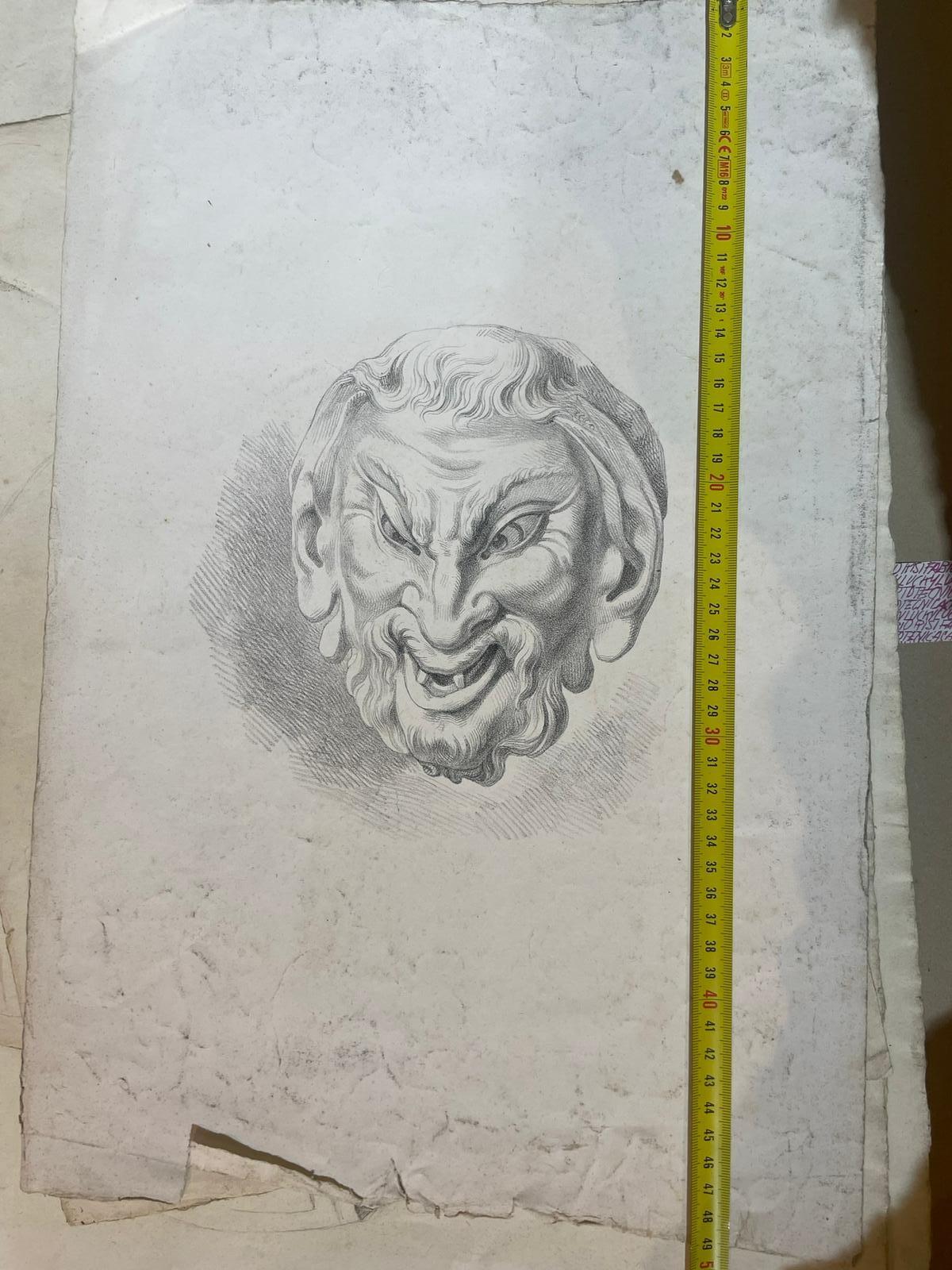 Masque de satyre, étude académique d'après un modèle antique et œuvre perdue de Michelangelo en vente 5