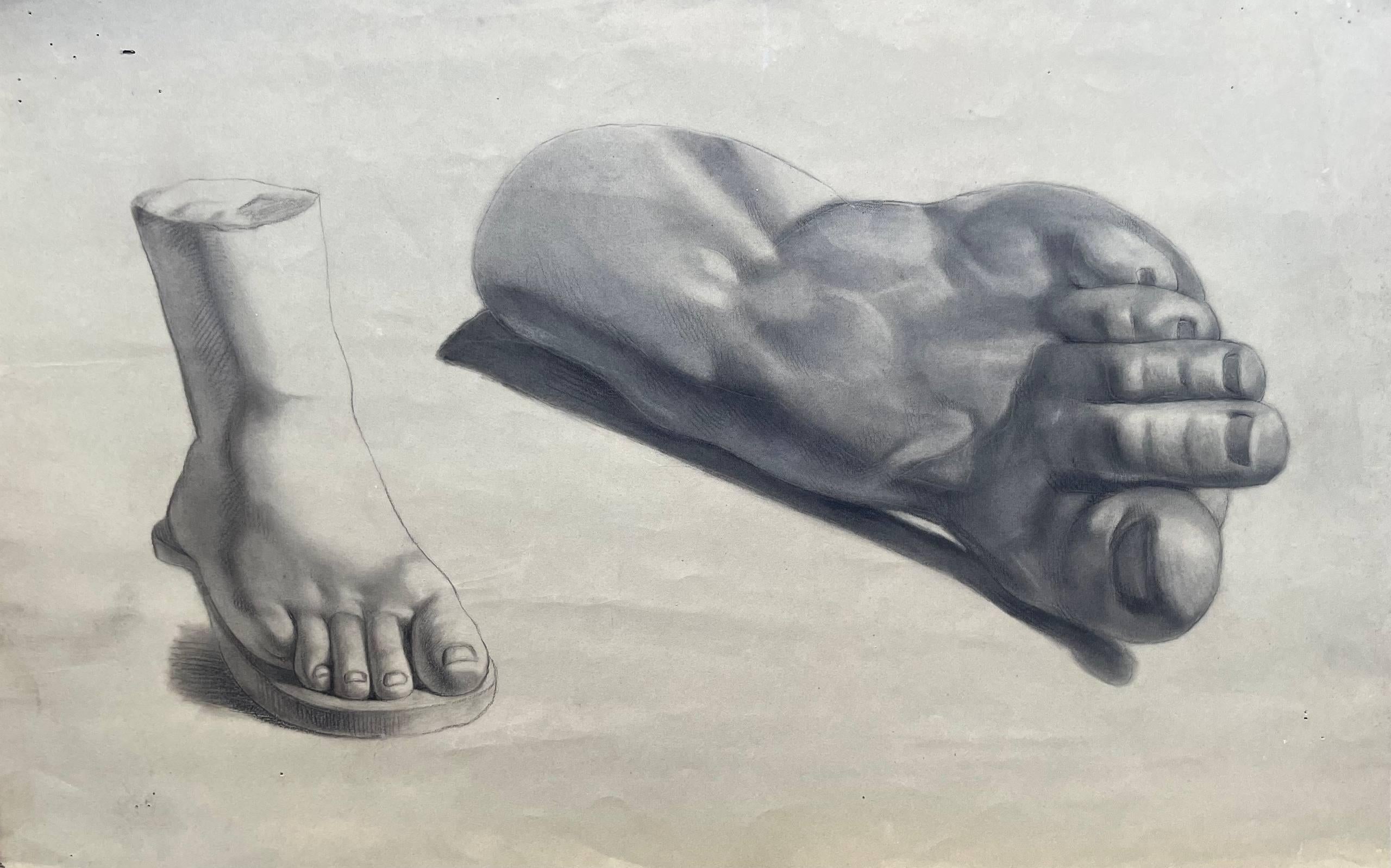 Étude académique de deux pieds d
après des modèles anciens en plâtre, c.1850
