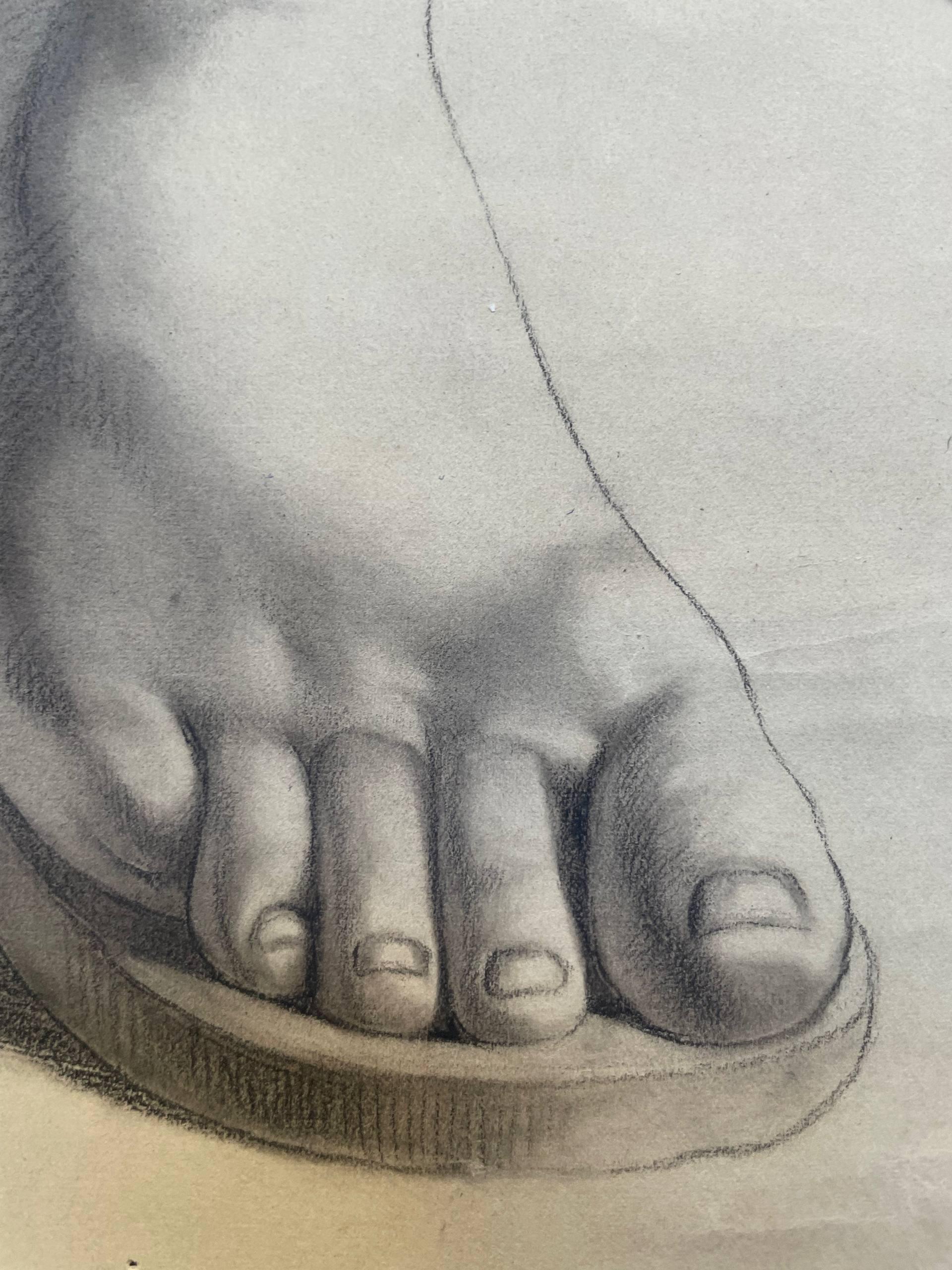 Academic Study of Two Feet from Antique Plaster Models, c. 1850 For Sale 1