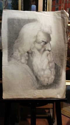 Head of an Elderly Man with Long Beard, Academic Study, Tuscany, 19th century