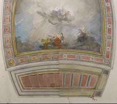 Carl Otto Fey–Decorative ceiling project with allegorical scene, 42.5 × 60 cm