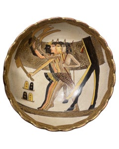 and Satsuma Ceramic Bowl With Egyptian-style Decoration, circa 1900