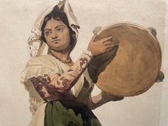 Roman Peasant Woman, Tivoli, 19th Century. Watercolor.