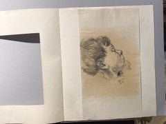 Portrait Drawing on Paper, Anja Decker, Late 1950s, Signed, 25x29 cm