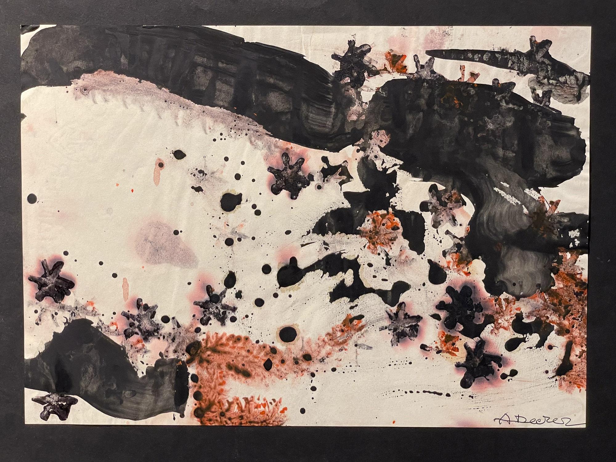 Anja Decker, peinture abstraite informelle sur papier, Munich, fin des années 1950