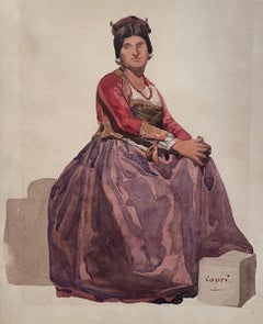 Woman of Capri, from the series "Costumes italiens," 19th century. Watercolor.