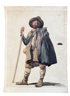 Paysan italien en costume de Ciociaro, avec inscription en français, 19e s.